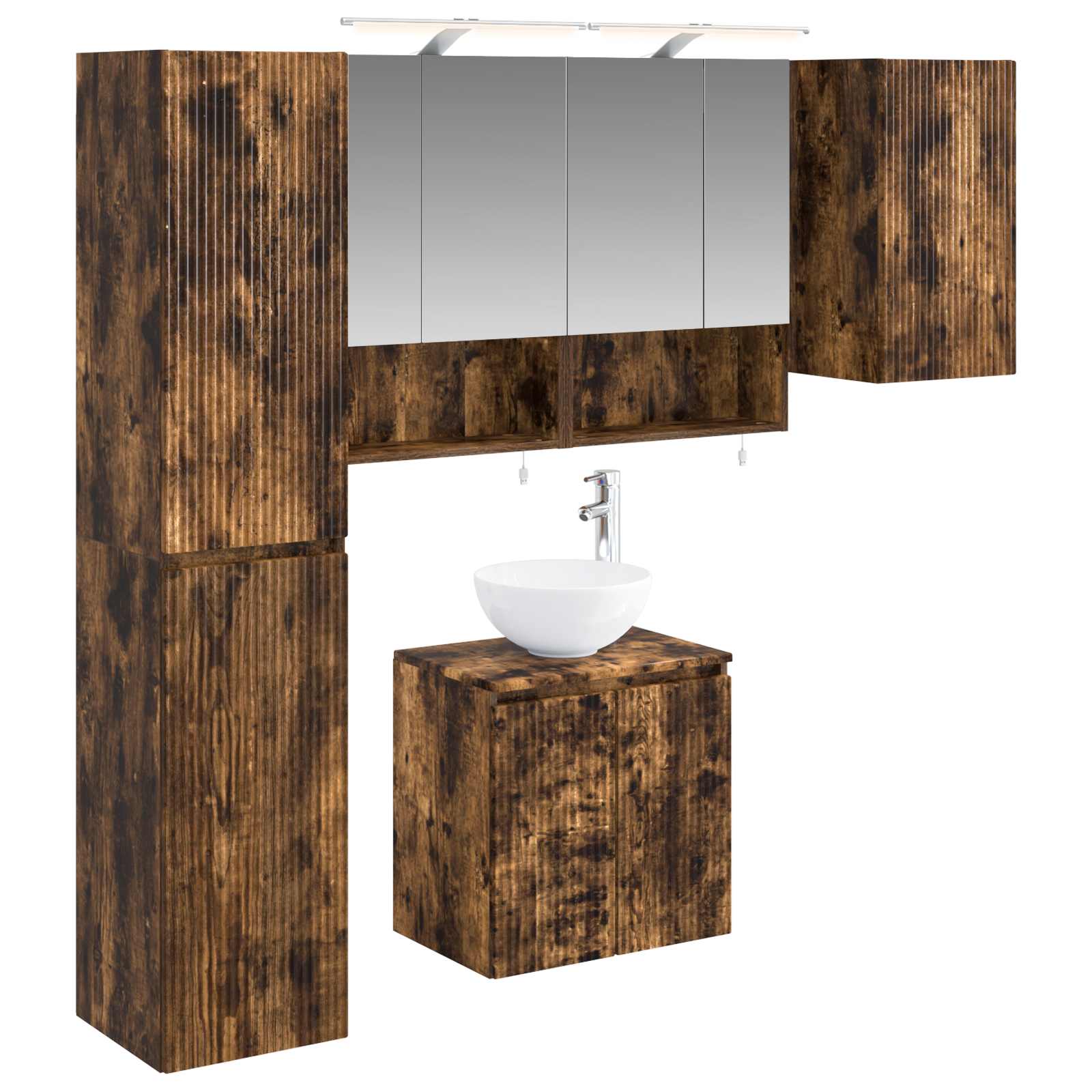 vidaXL Badkamerkastenset 5 pcs Wit 50 x 14,5 x 70 cm Bewerkt hout