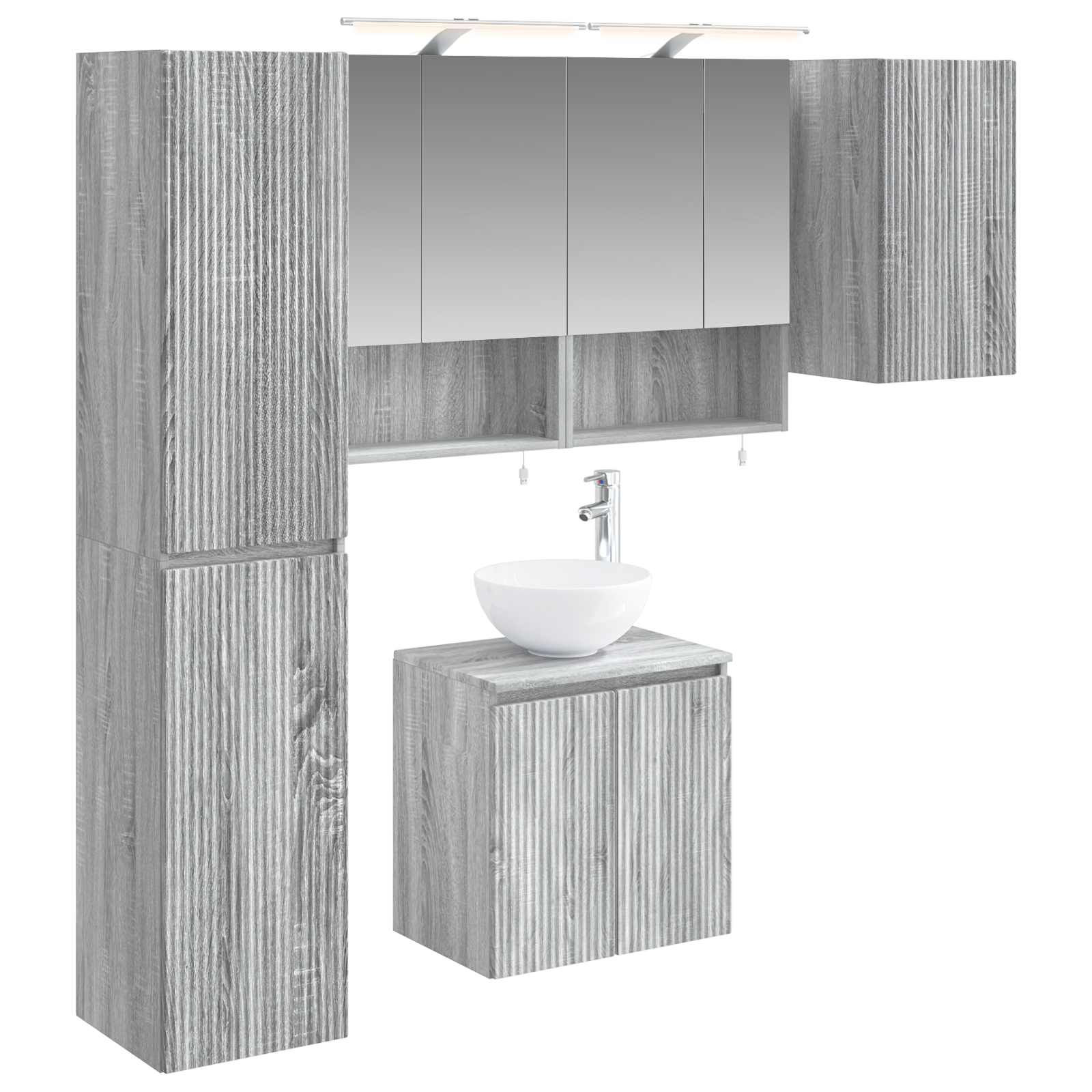 vidaXL Badkamerkastenset 5 pcs Wit 50 x 14,5 x 70 cm Bewerkt hout