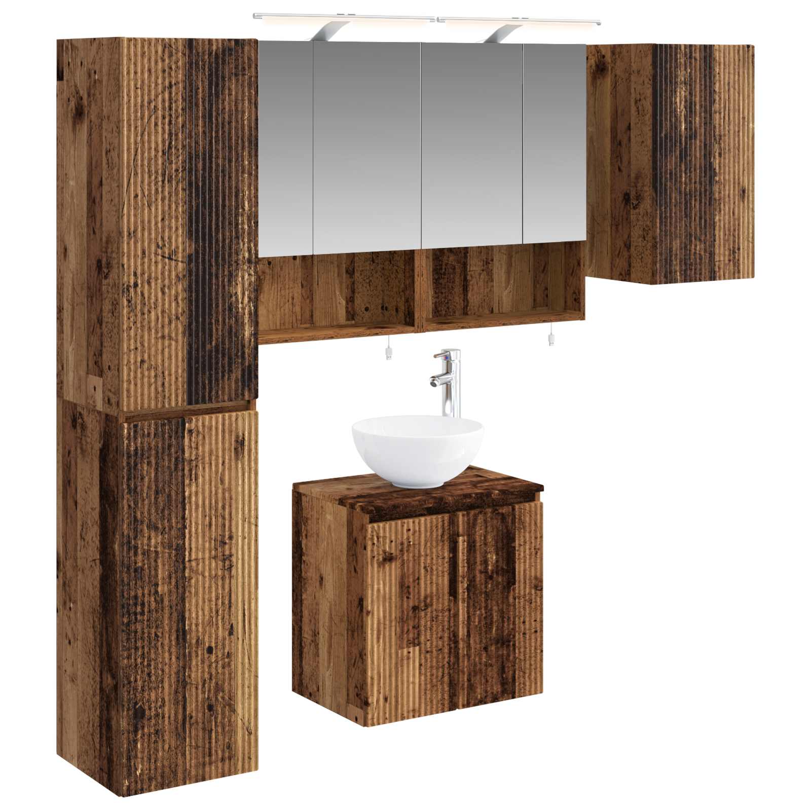 vidaXL Badkamerkastenset 5 pcs Wit 50 x 14,5 x 70 cm Bewerkt hout