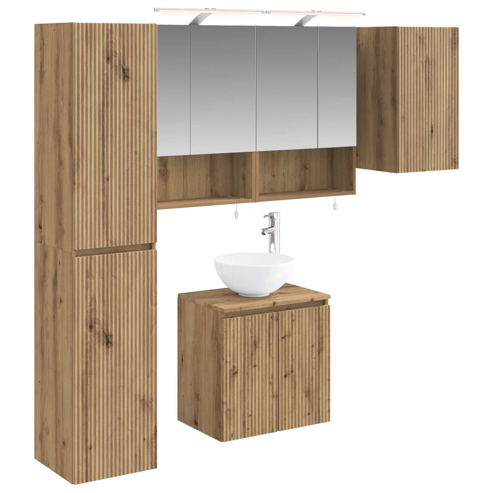 vidaXL Badkamerkastenset 5 pcs Wit 50 x 14,5 x 70 cm Bewerkt hout