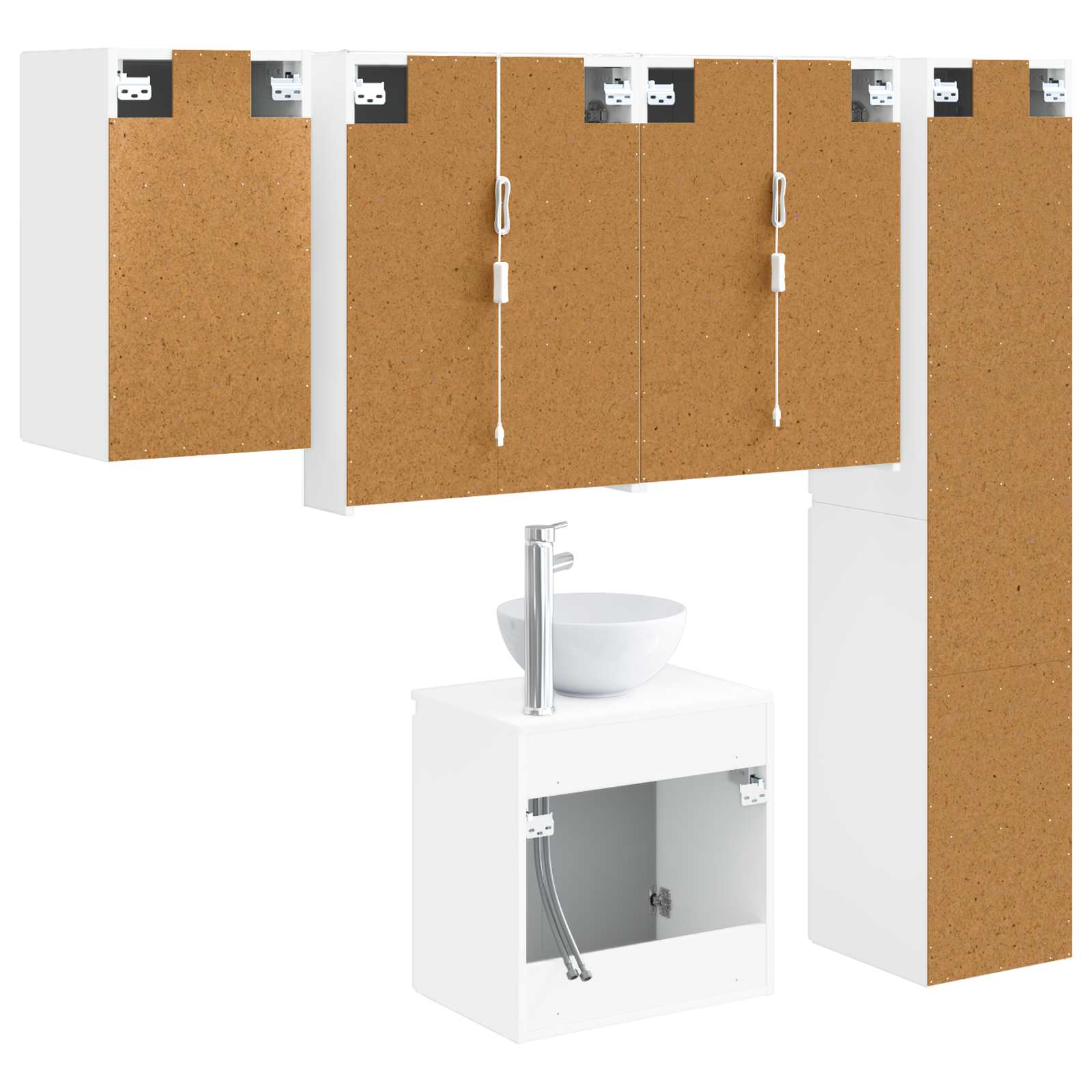 vidaXL Badkamerkastenset 5 pcs Wit 53 x 15,5 x 70 cm Bewerkt hout