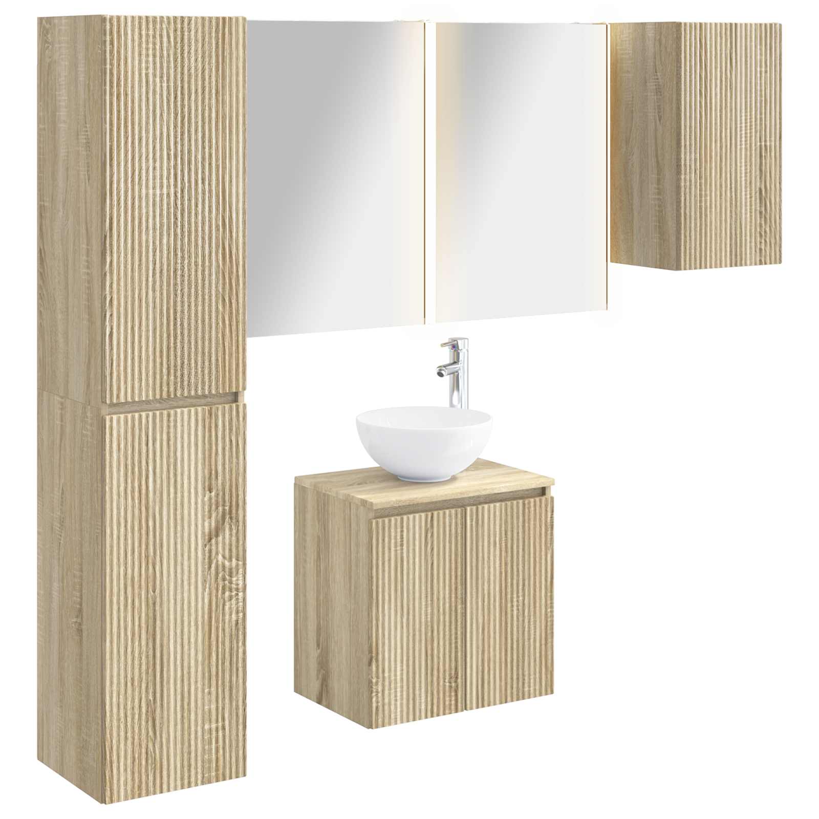vidaXL Badkamerkastenset 5 pcs Wit 53 x 15,5 x 70 cm Bewerkt hout