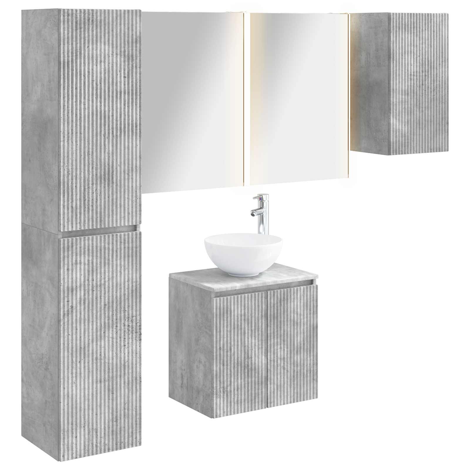 vidaXL Badkamerkastenset 5 pcs Wit 53 x 15,5 x 70 cm Bewerkt hout