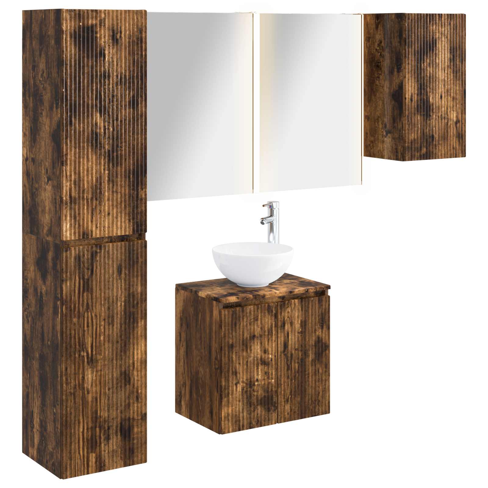 vidaXL Badkamerkastenset 5 pcs Wit 53 x 15,5 x 70 cm Bewerkt hout
