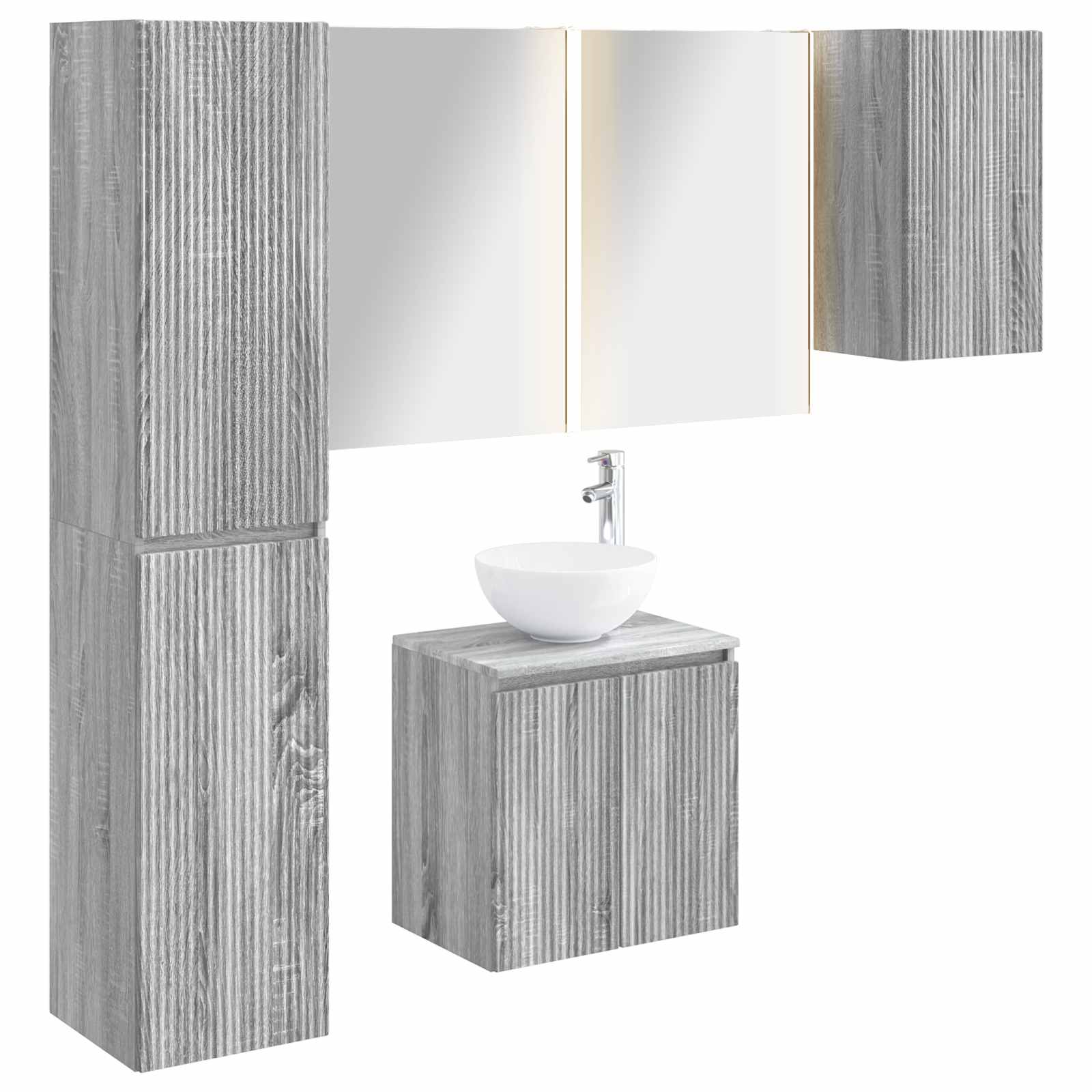 vidaXL Badkamerkastenset 5 pcs Wit 53 x 15,5 x 70 cm Bewerkt hout