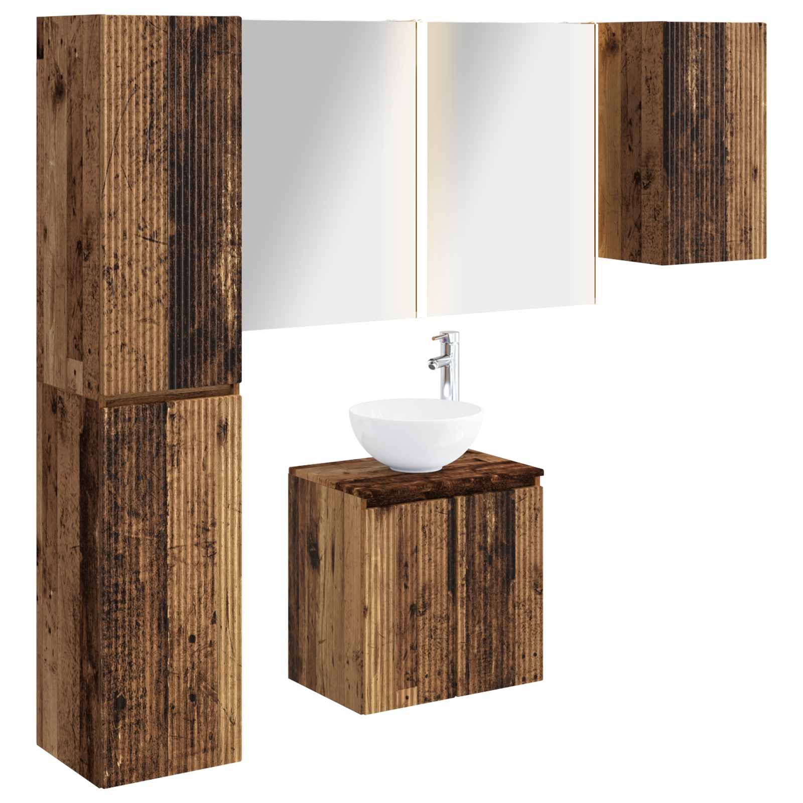 vidaXL Badkamerkastenset 5 pcs Wit 53 x 15,5 x 70 cm Bewerkt hout