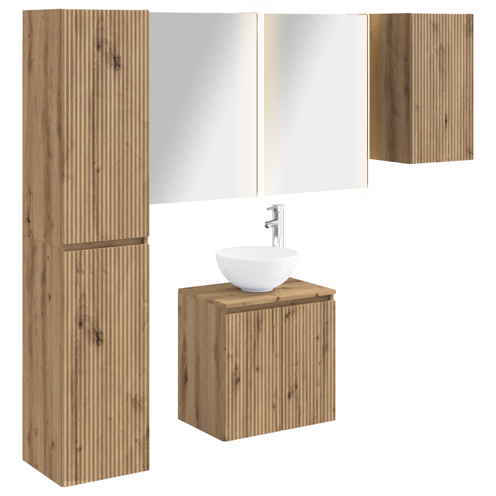 vidaXL Badkamerkastenset 5 pcs Wit 53 x 15,5 x 70 cm Bewerkt hout