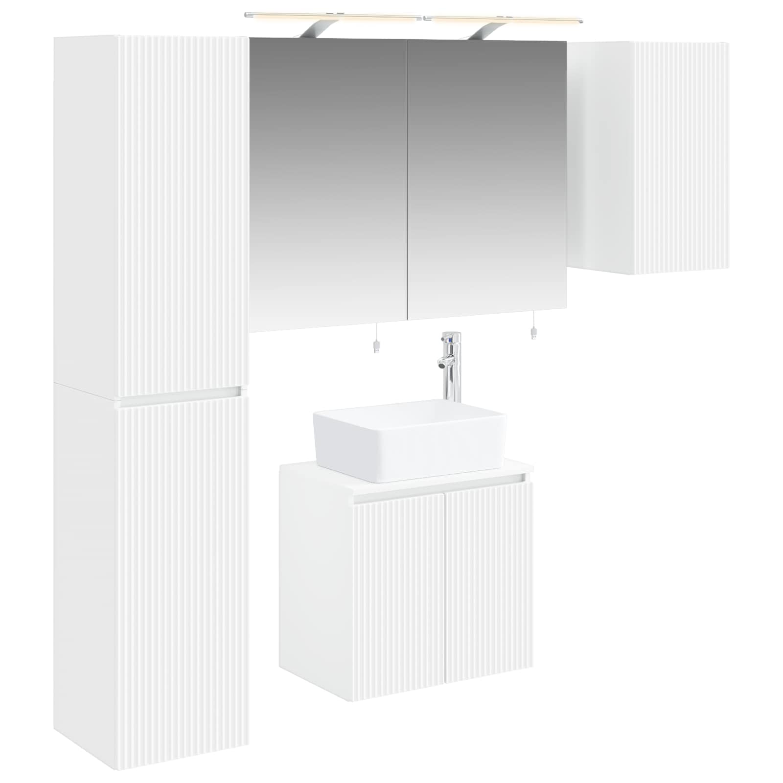 vidaXL Badkamerkastenset 5 pcs Wit 50 x 14,5 x 70 cm Bewerkt hout