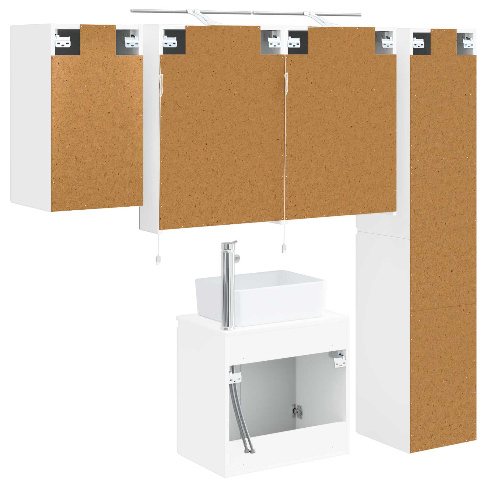 vidaXL Badkamerkastenset 5 pcs Wit 50 x 14,5 x 70 cm Bewerkt hout