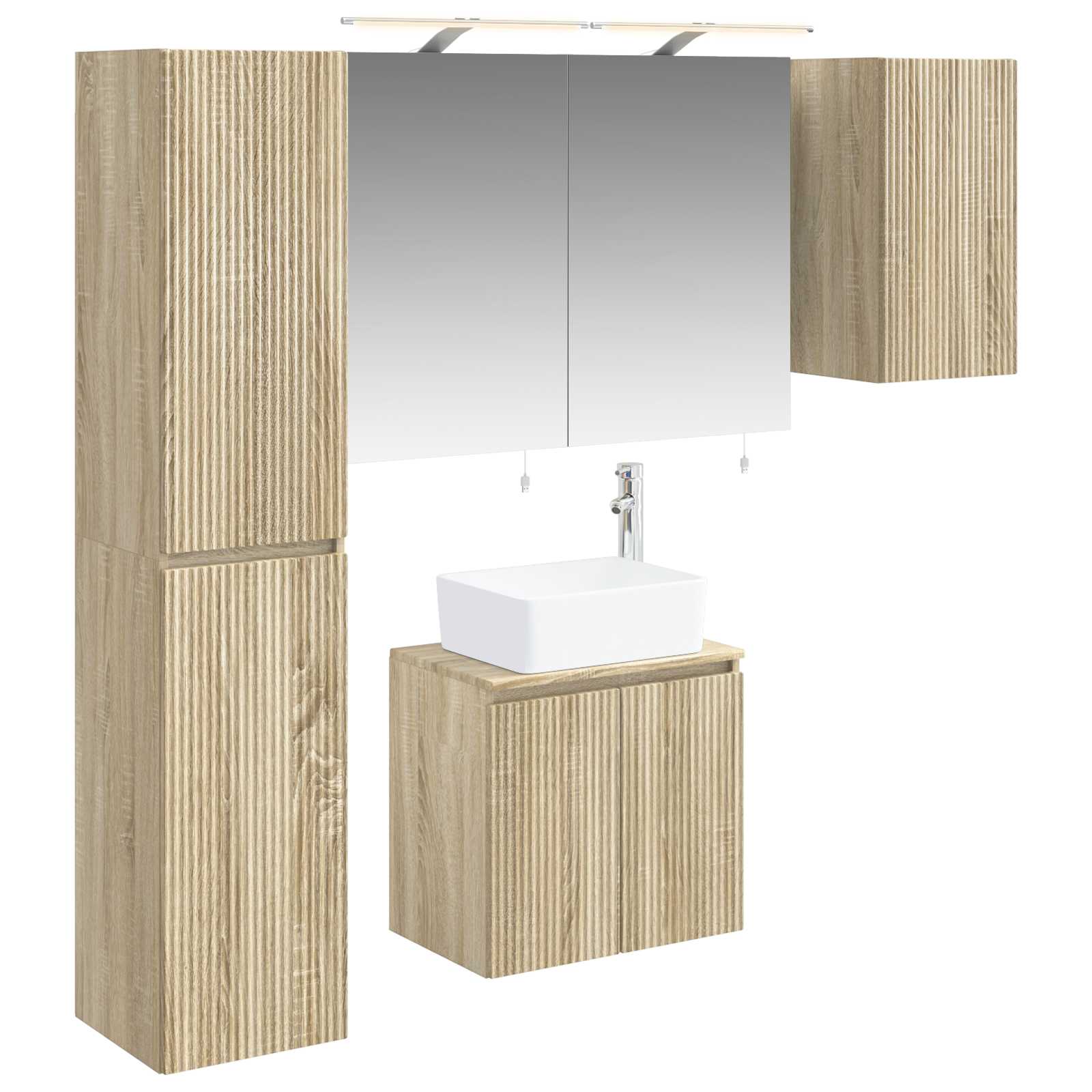 vidaXL Badkamerkastenset 5 pcs Wit 50 x 14,5 x 70 cm Bewerkt hout