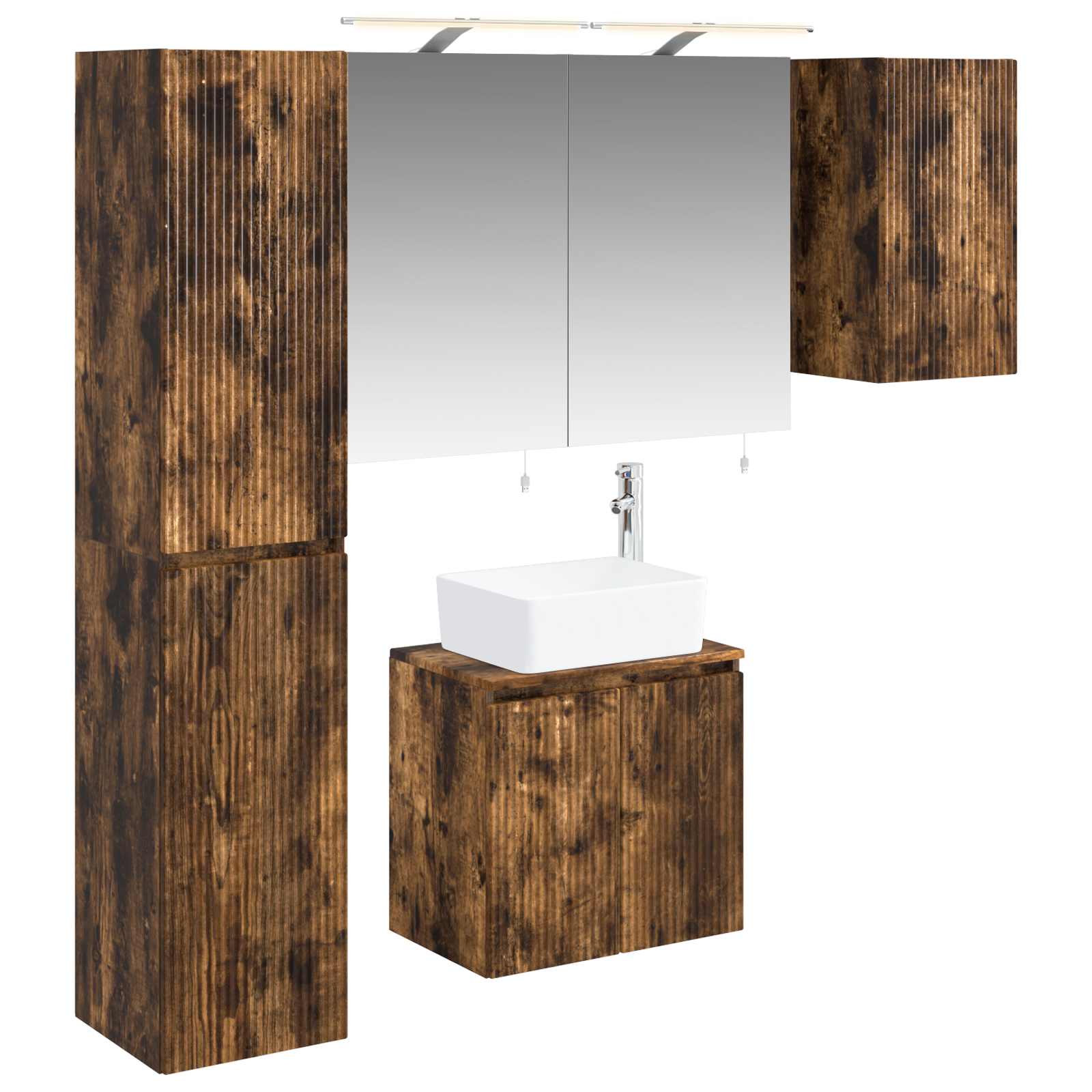 vidaXL Badkamerkastenset 5 pcs Wit 50 x 14,5 x 70 cm Bewerkt hout