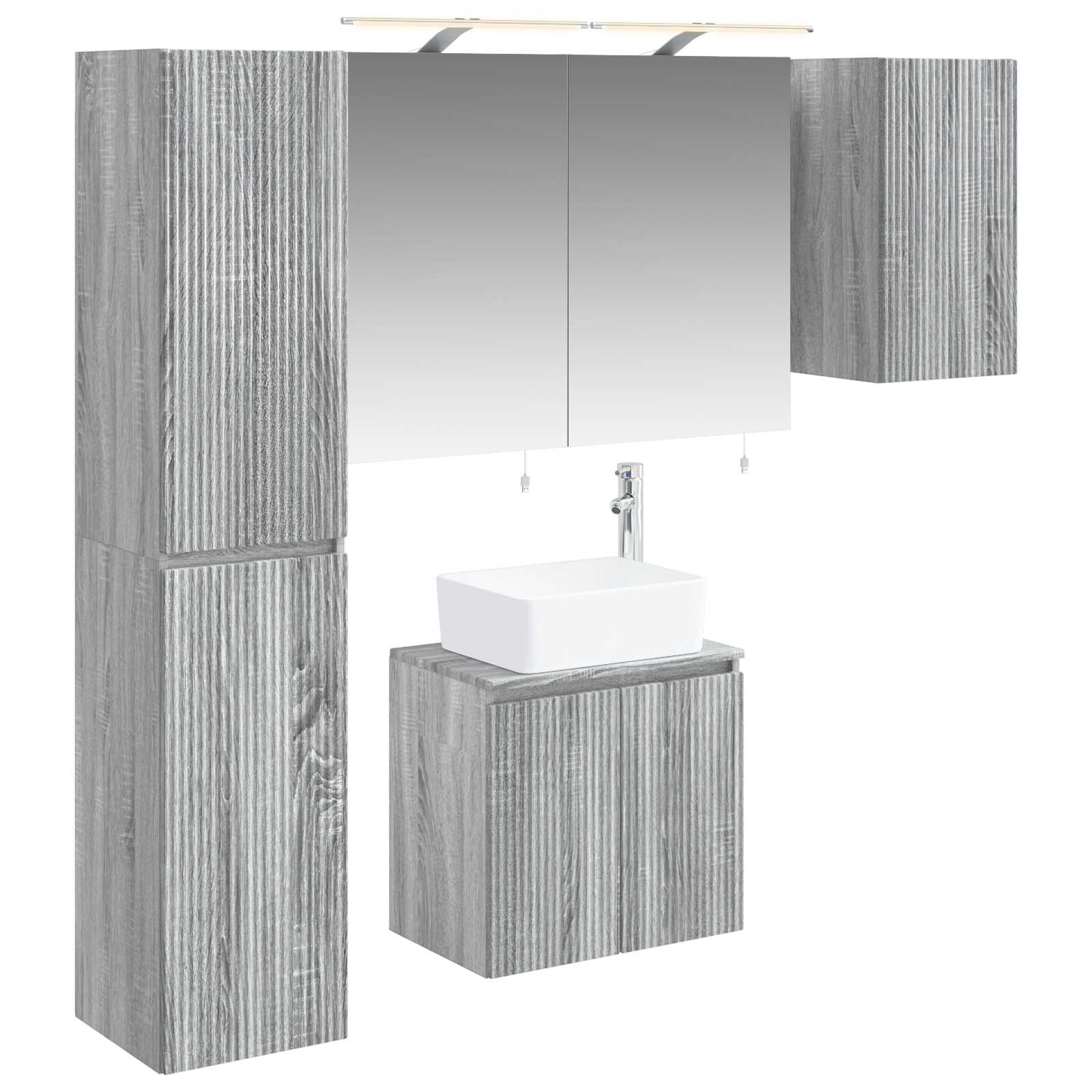 vidaXL Badkamerkastenset 5 pcs Wit 50 x 14,5 x 70 cm Bewerkt hout