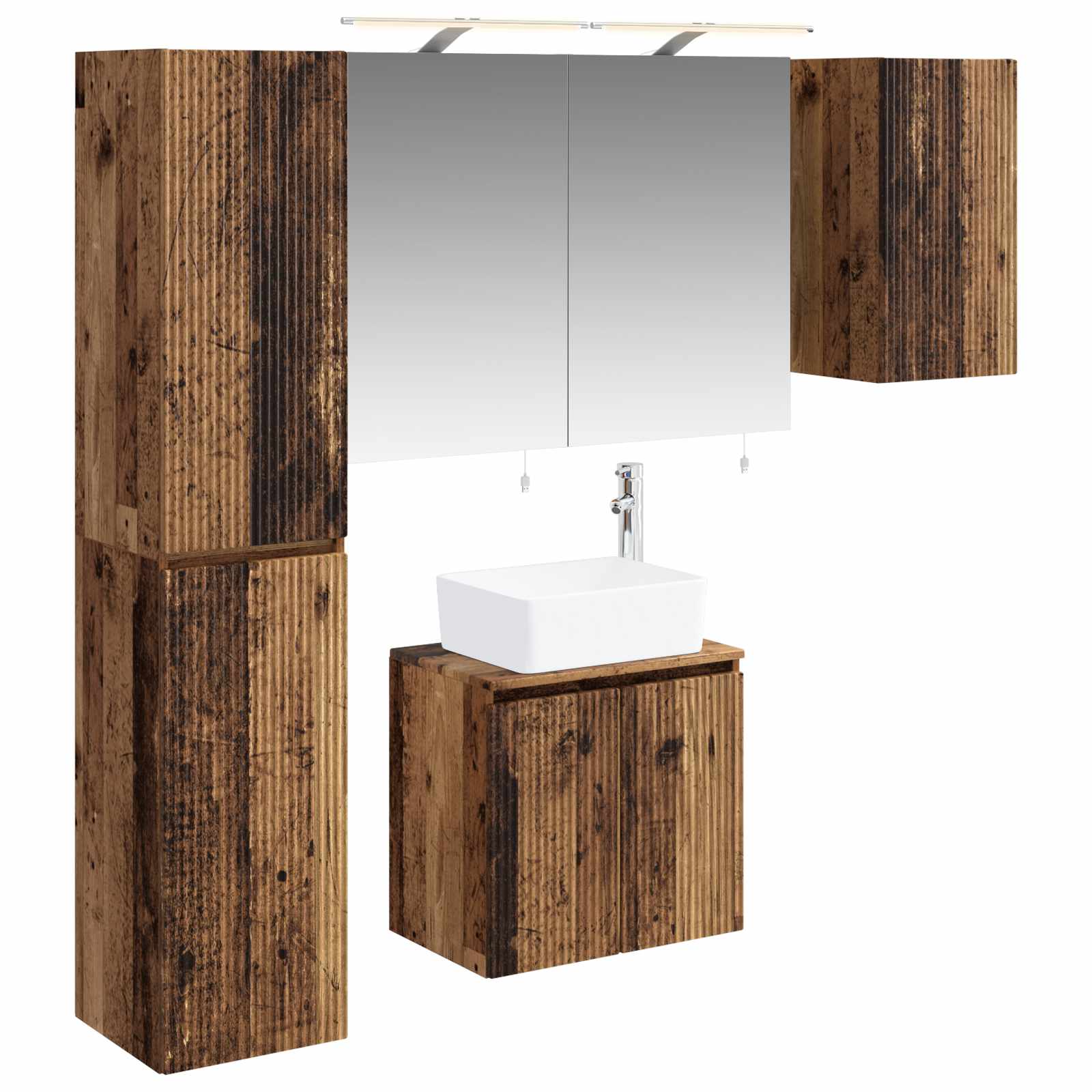 vidaXL Badkamerkastenset 5 pcs Wit 50 x 14,5 x 70 cm Bewerkt hout