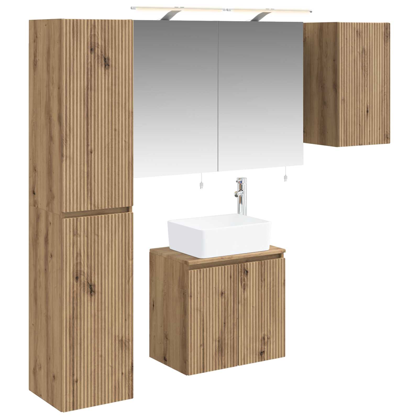 vidaXL Badkamerkastenset 5 pcs Wit 50 x 14,5 x 70 cm Bewerkt hout