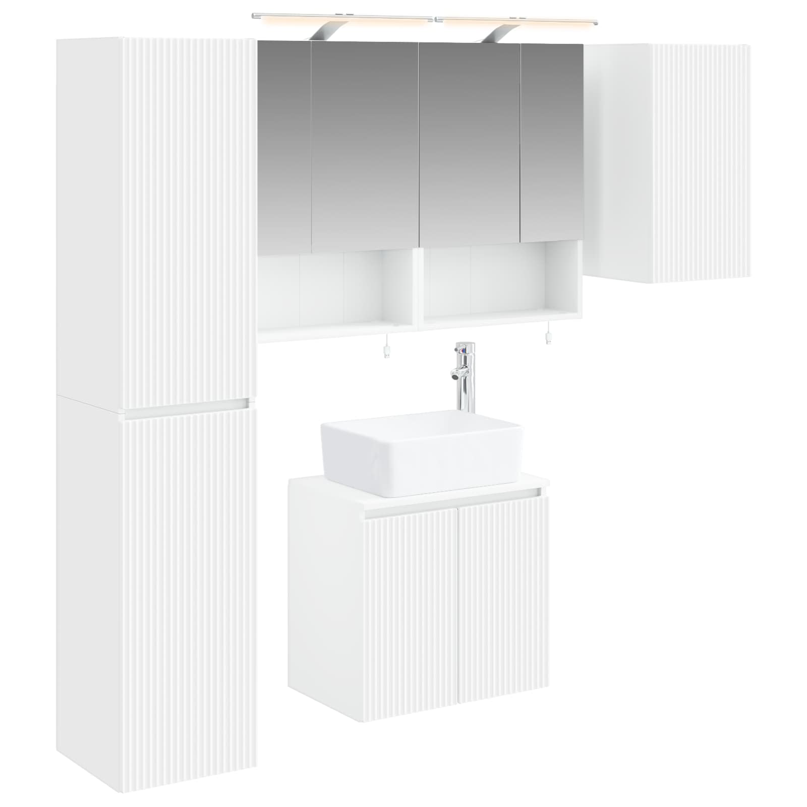 vidaXL Badkamerkastenset 5 pcs Wit 50 x 14,5 x 70 cm Bewerkt hout