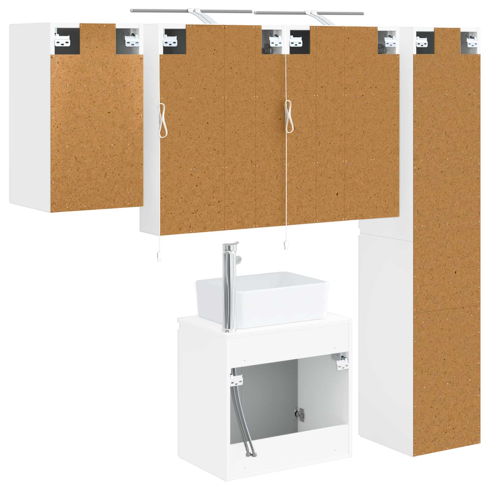vidaXL Badkamerkastenset 5 pcs Wit 50 x 14,5 x 70 cm Bewerkt hout