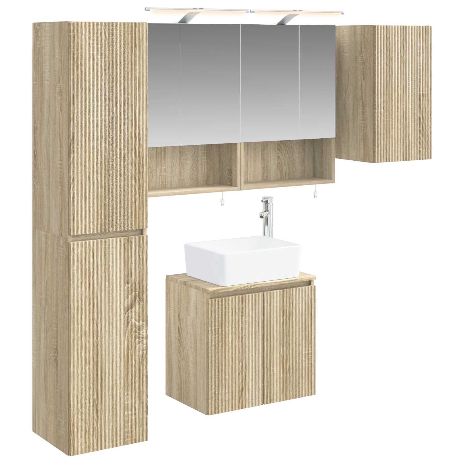 vidaXL Badkamerkastenset 5 pcs Wit 50 x 14,5 x 70 cm Bewerkt hout