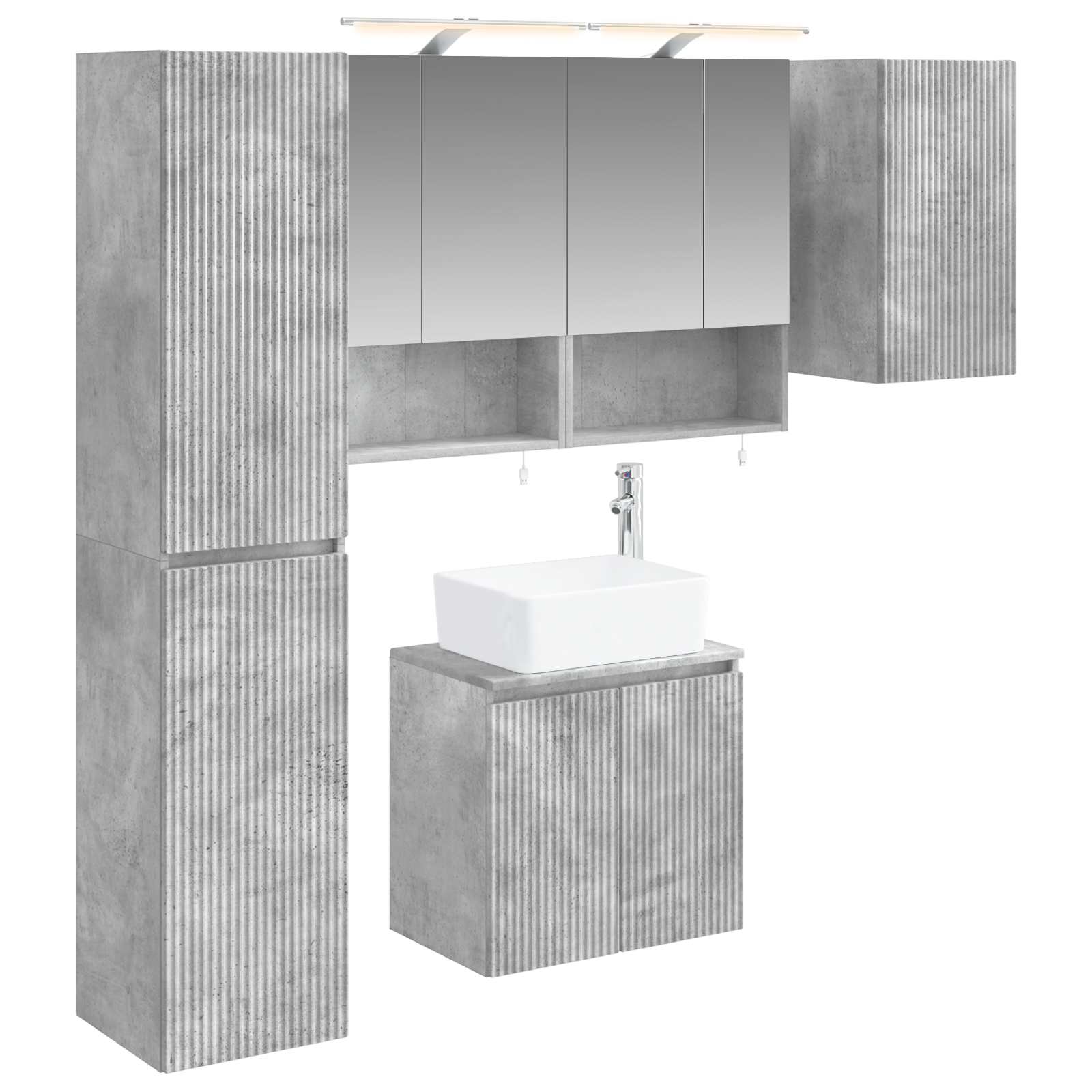 vidaXL Badkamerkastenset 5 pcs Wit 50 x 14,5 x 70 cm Bewerkt hout