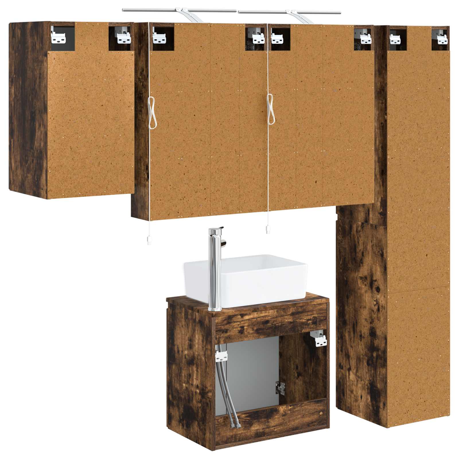 vidaXL Badkamerkastenset 5 pcs Wit 50 x 14,5 x 70 cm Bewerkt hout