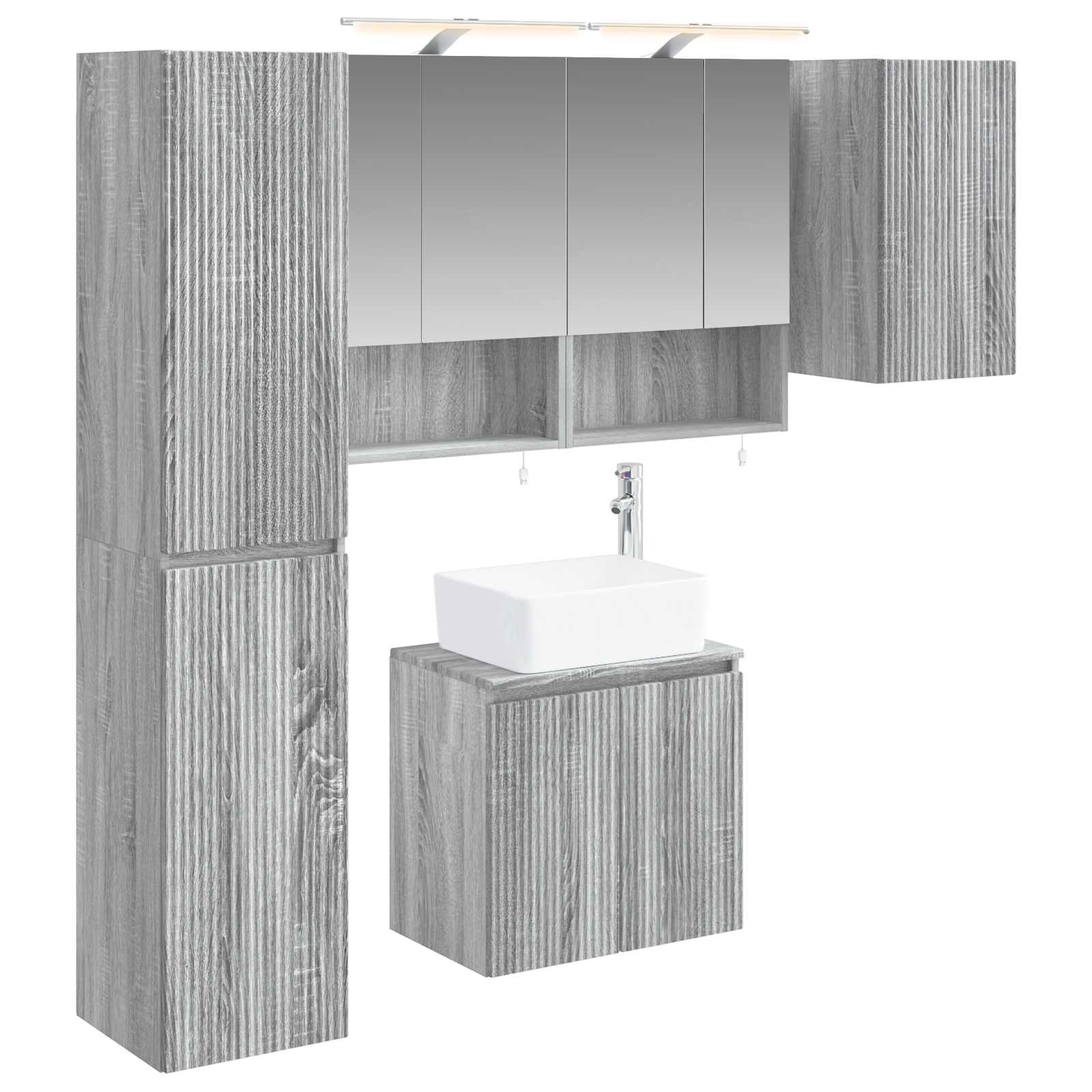 vidaXL Badkamerkastenset 5 pcs Wit 50 x 14,5 x 70 cm Bewerkt hout