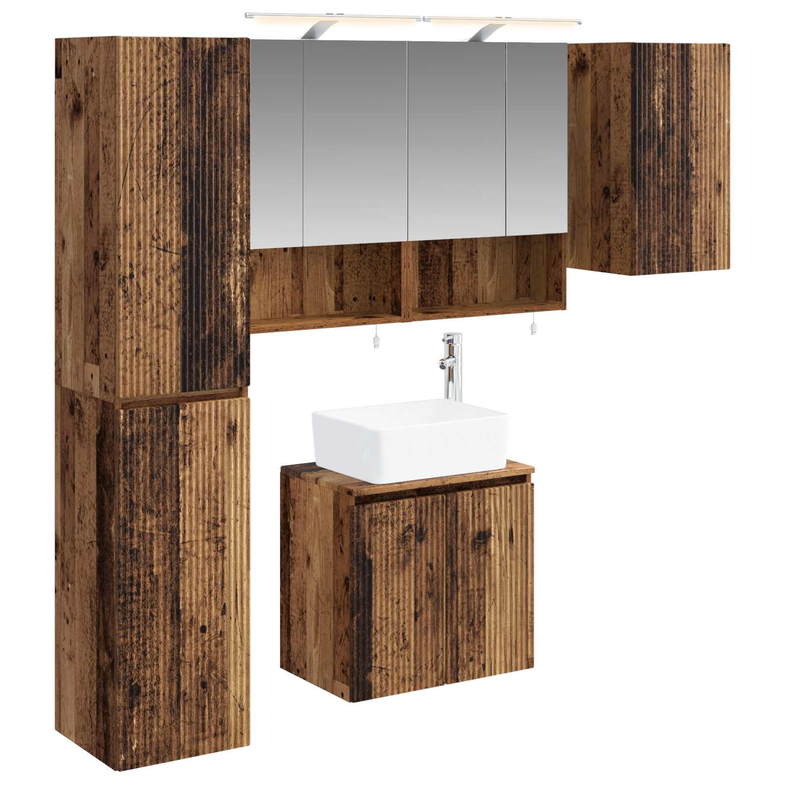 vidaXL Badkamerkastenset 5 pcs Wit 50 x 14,5 x 70 cm Bewerkt hout