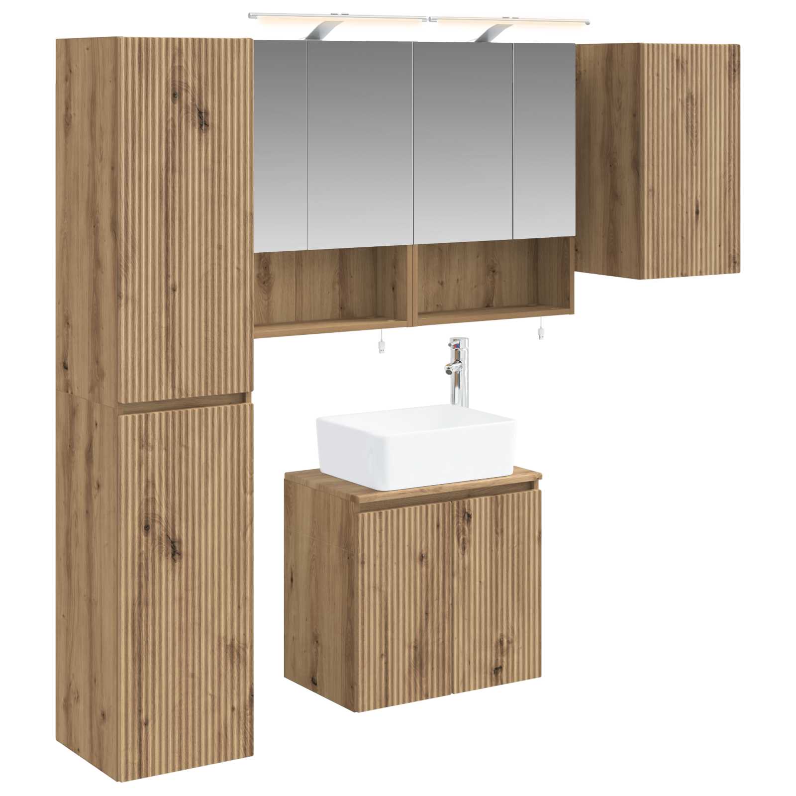 vidaXL Badkamerkastenset 5 pcs Wit 50 x 14,5 x 70 cm Bewerkt hout