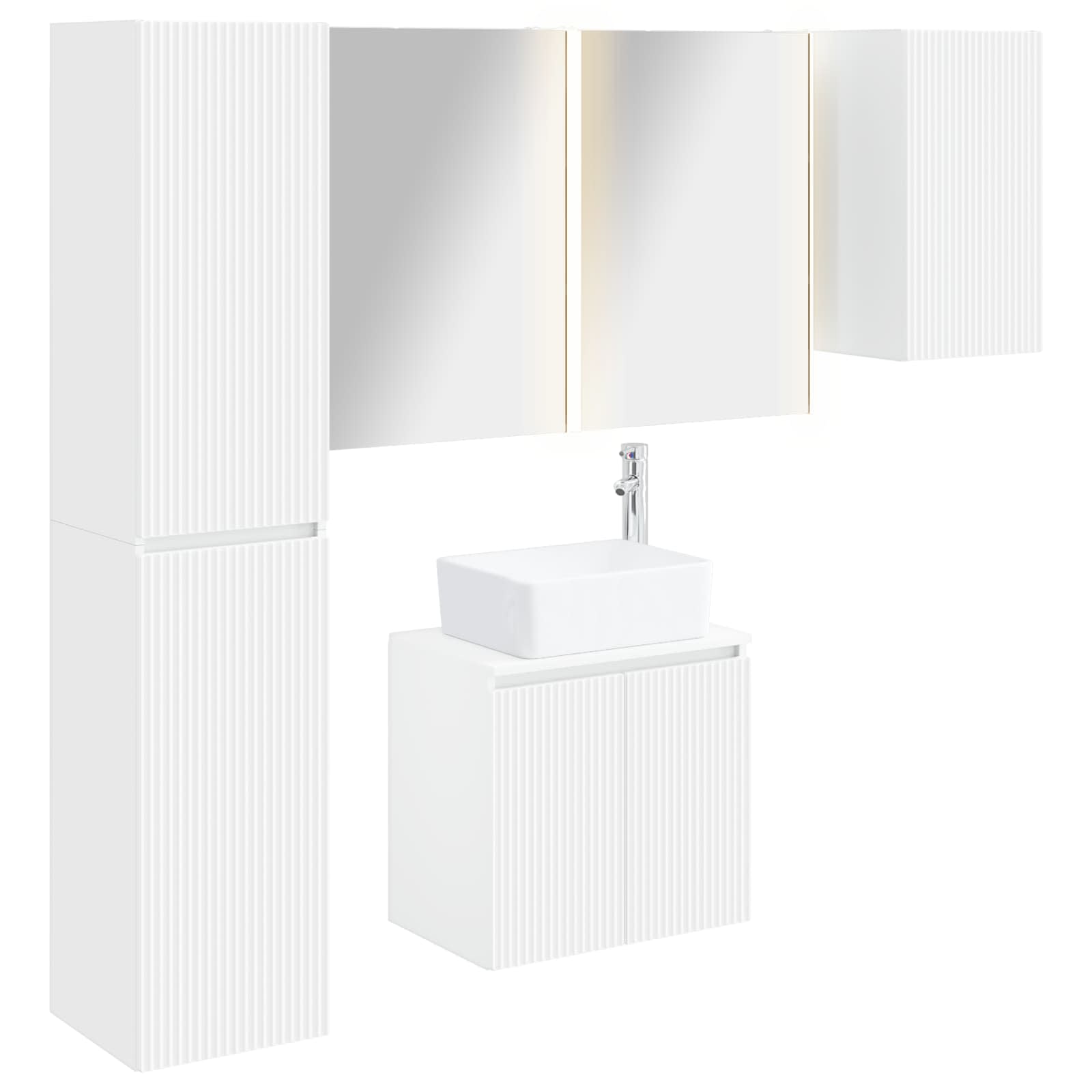 vidaXL Badkamerkastenset 5 pcs Wit 53 x 15,5 x 70 cm Bewerkt hout