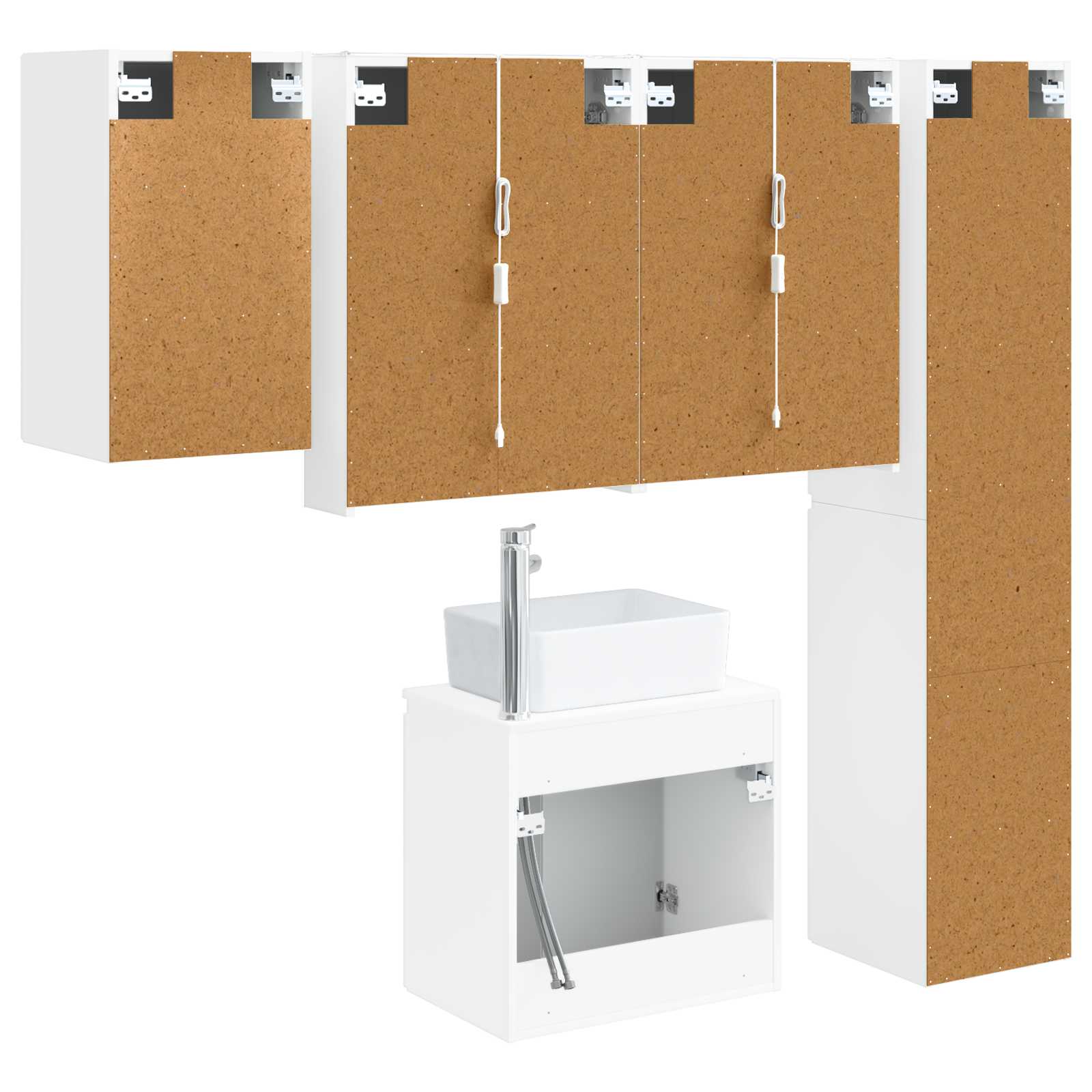 vidaXL Badkamerkastenset 5 pcs Wit 53 x 15,5 x 70 cm Bewerkt hout