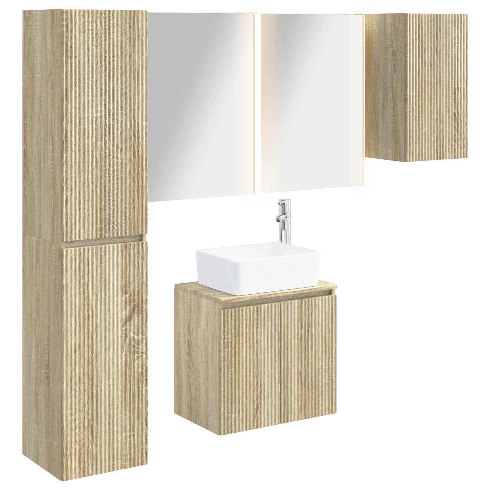 vidaXL Badkamerkastenset 5 pcs Wit 53 x 15,5 x 70 cm Bewerkt hout