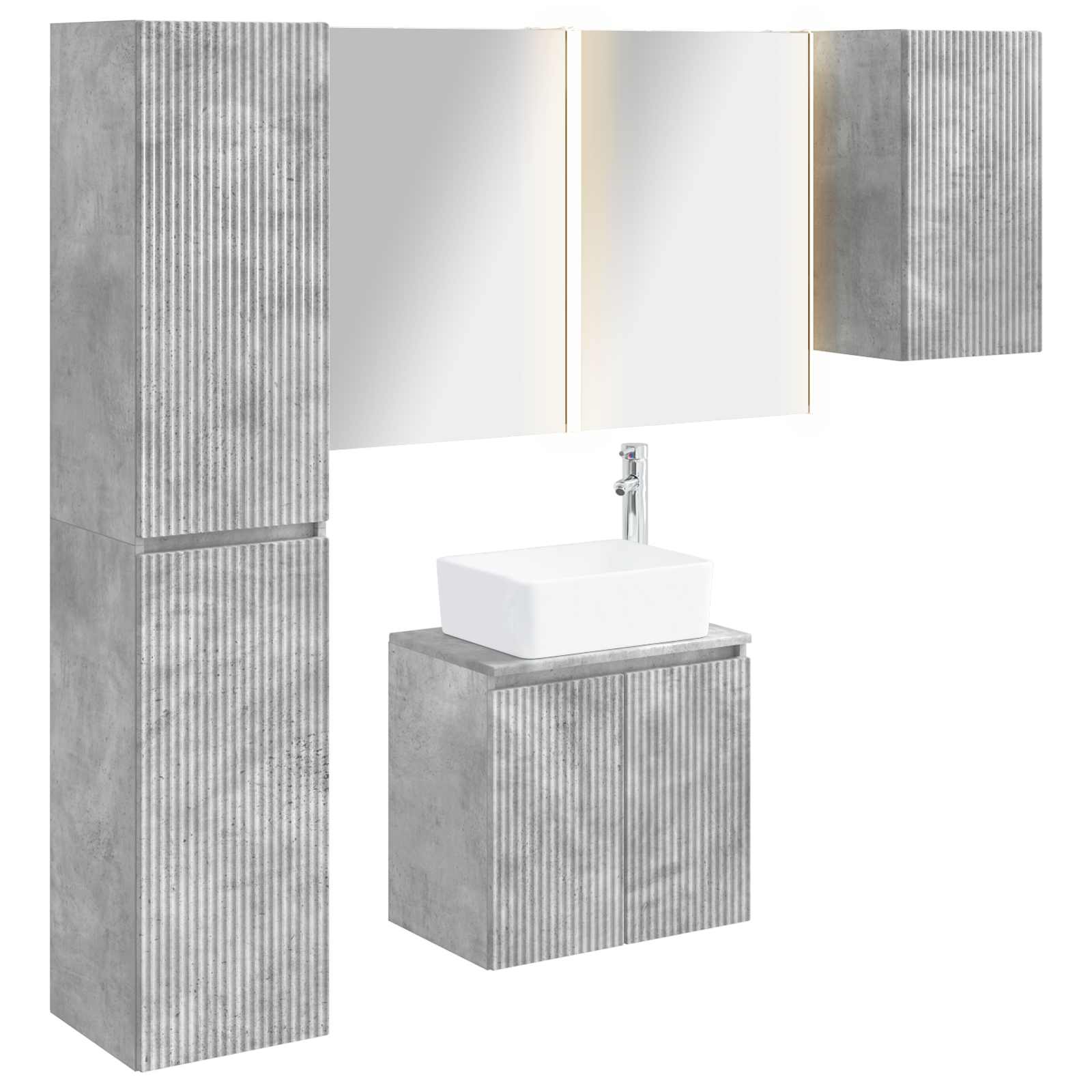 vidaXL Badkamerkastenset 5 pcs Wit 53 x 15,5 x 70 cm Bewerkt hout