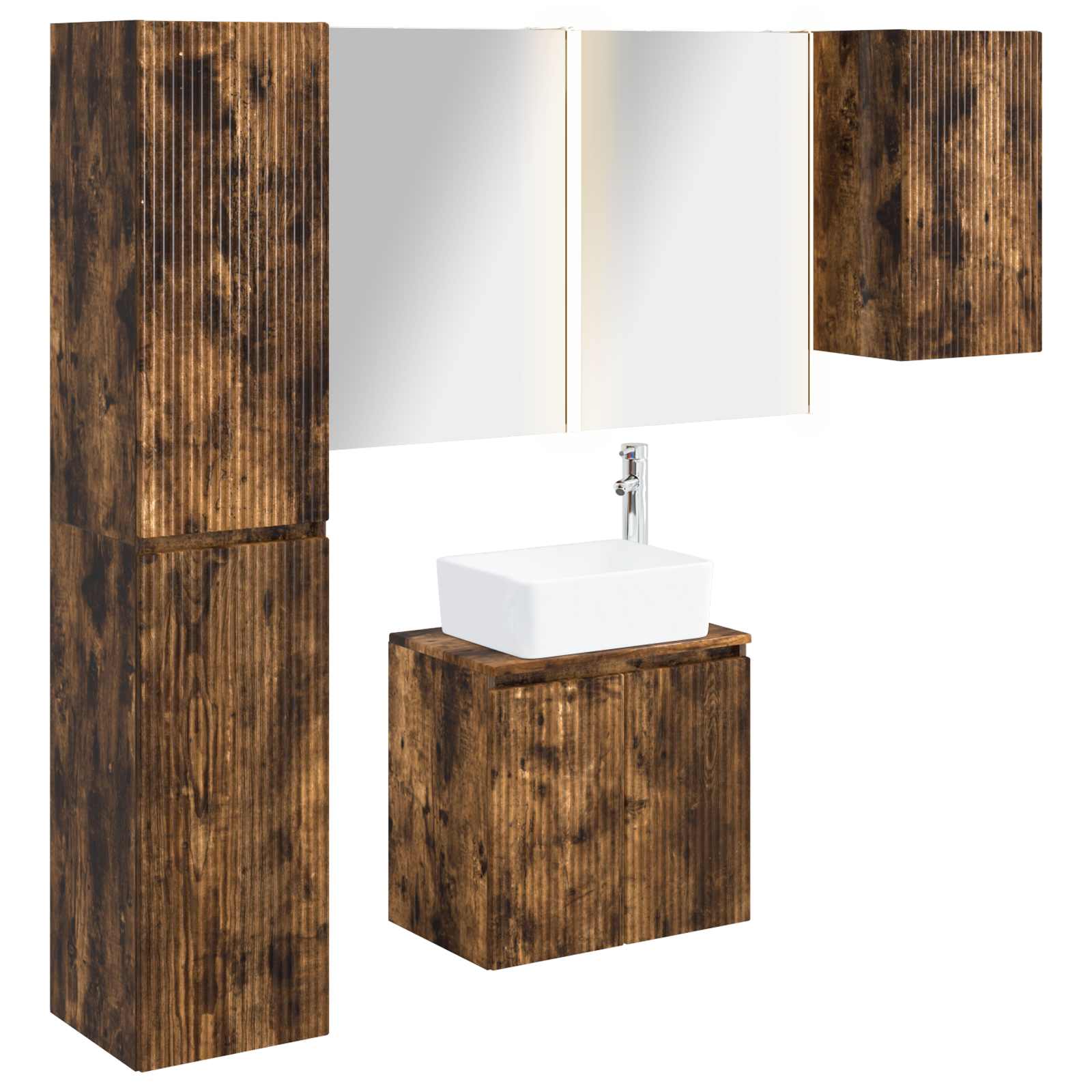 vidaXL Badkamerkastenset 5 pcs Wit 53 x 15,5 x 70 cm Bewerkt hout