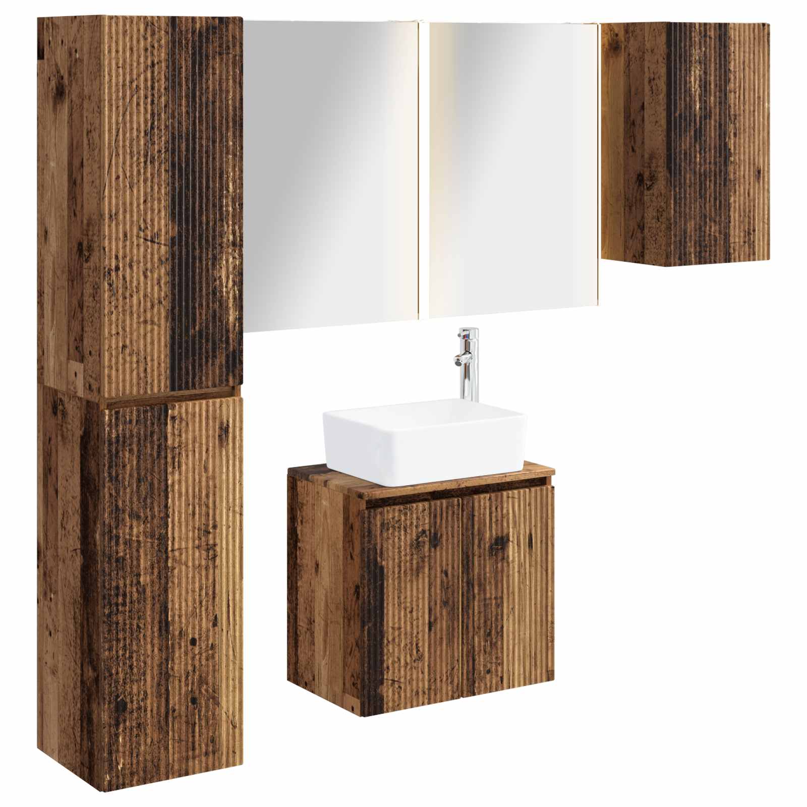vidaXL Badkamerkastenset 5 pcs Wit 53 x 15,5 x 70 cm Bewerkt hout