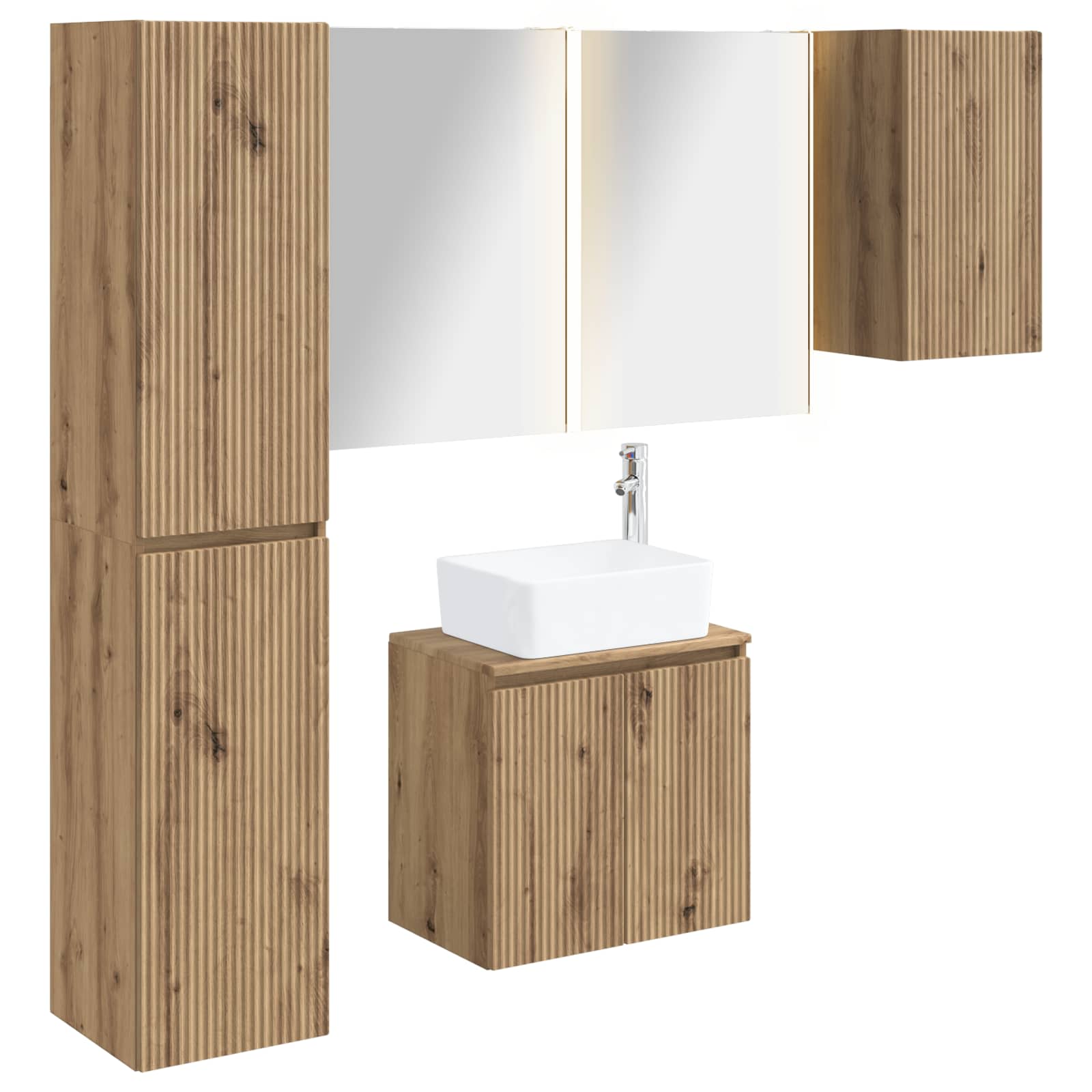 vidaXL Badkamerkastenset 5 pcs Wit 53 x 15,5 x 70 cm Bewerkt hout