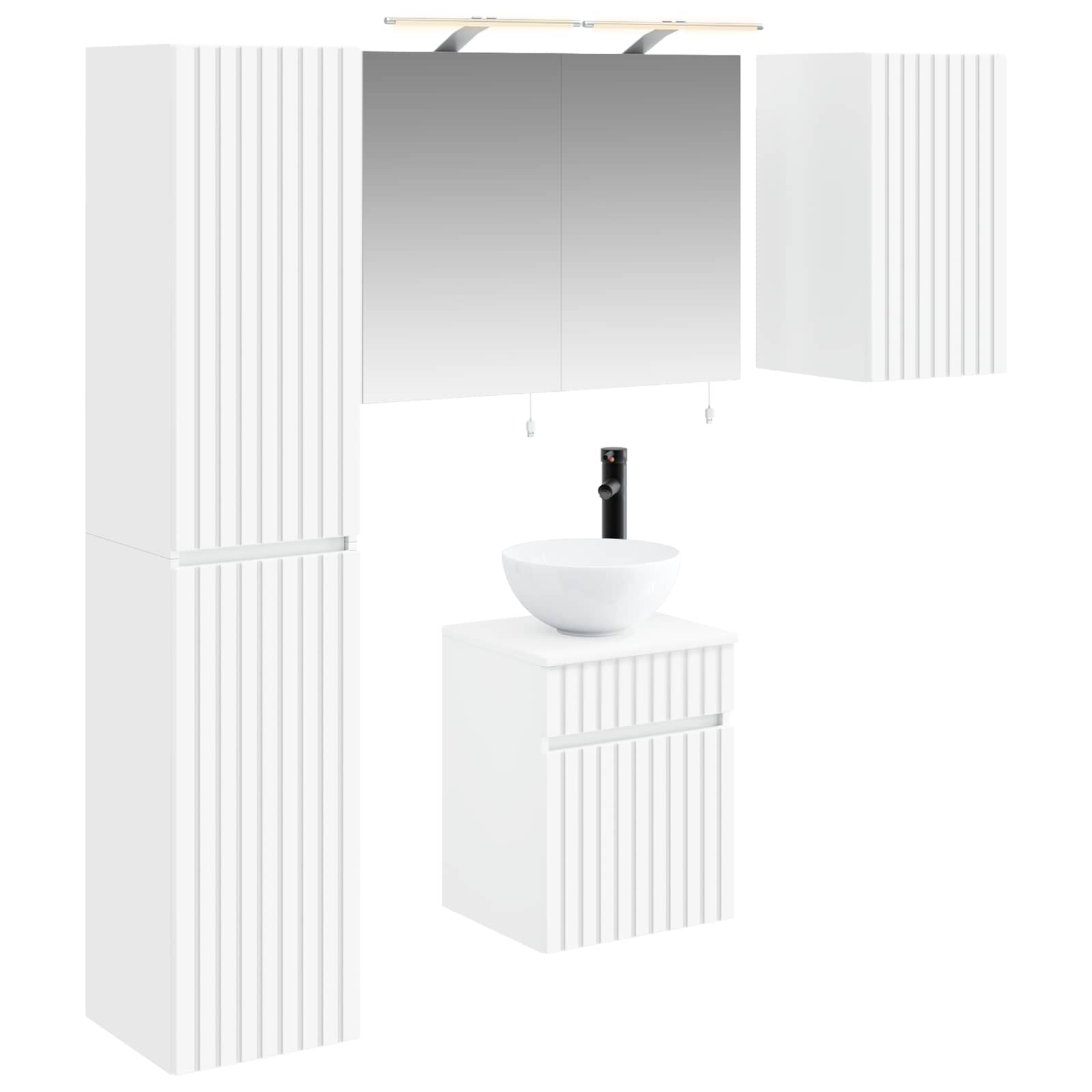vidaXL Badkamerkastenset 5 pcs Wit 40 x 10,5 x 60,5 cm Bewerkt hout