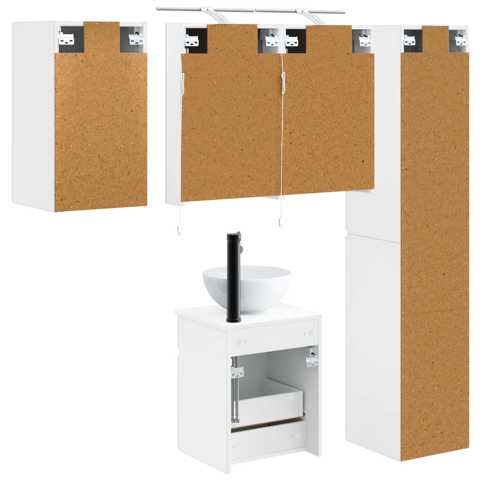 vidaXL Badkamerkastenset 5 pcs Wit 40 x 10,5 x 60,5 cm Bewerkt hout