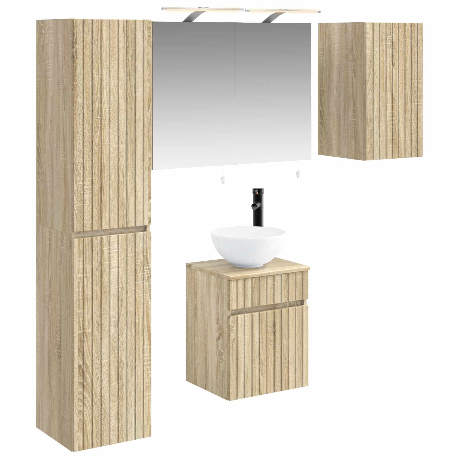 vidaXL Badkamerkastenset 5 pcs Wit 40 x 10,5 x 60,5 cm Bewerkt hout