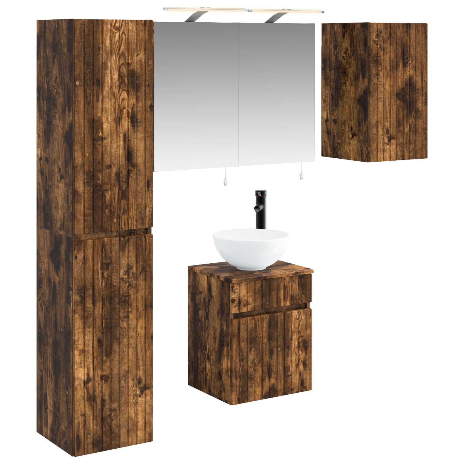 vidaXL Badkamerkastenset 5 pcs Wit 40 x 10,5 x 60,5 cm Bewerkt hout