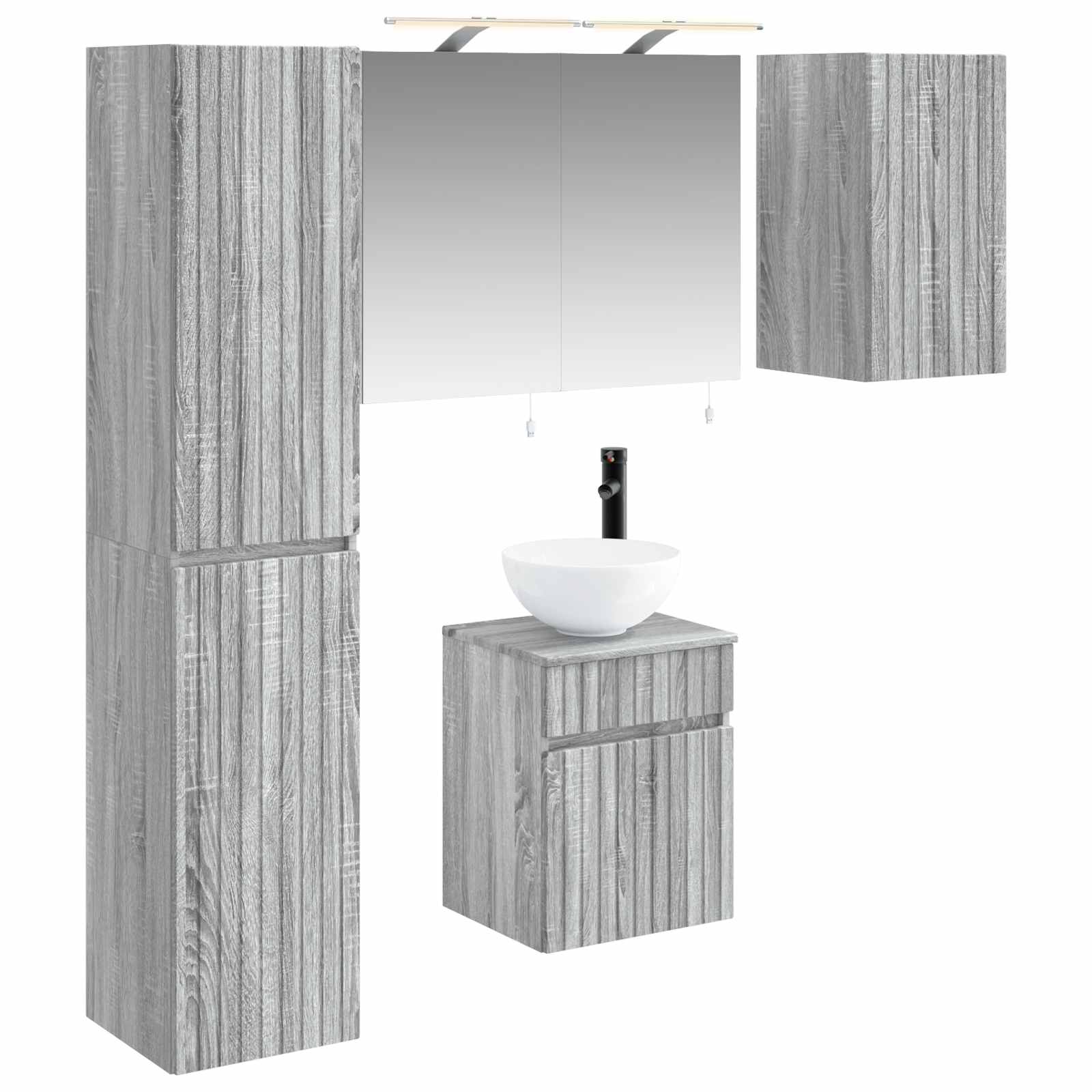vidaXL Badkamerkastenset 5 pcs Wit 40 x 10,5 x 60,5 cm Bewerkt hout