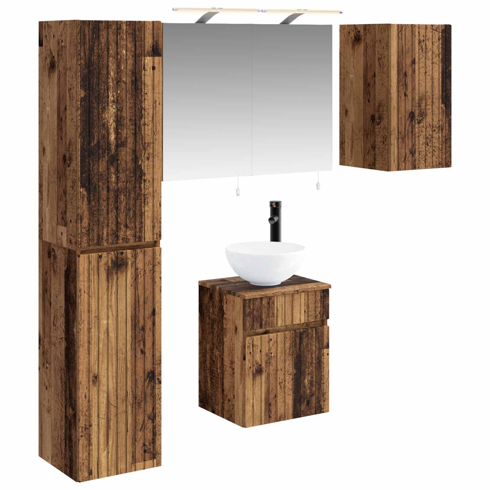 vidaXL Badkamerkastenset 5 pcs Wit 40 x 10,5 x 60,5 cm Bewerkt hout