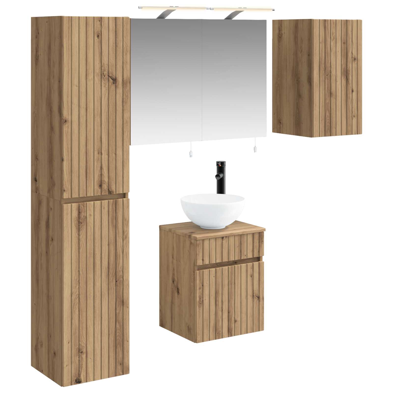 vidaXL Badkamerkastenset 5 pcs Wit 40 x 10,5 x 60,5 cm Bewerkt hout