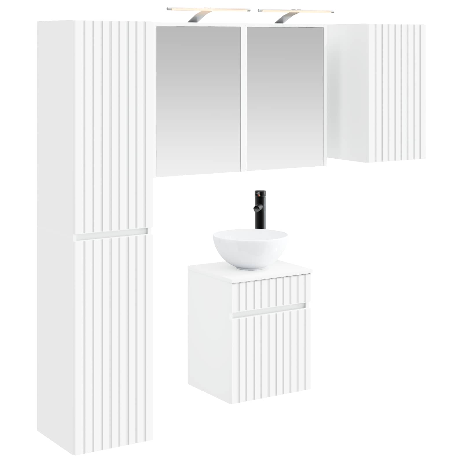 vidaXL Badkamerkastenset 5 pcs Wit 43 x 16 x 62,5 cm Bewerkt hout