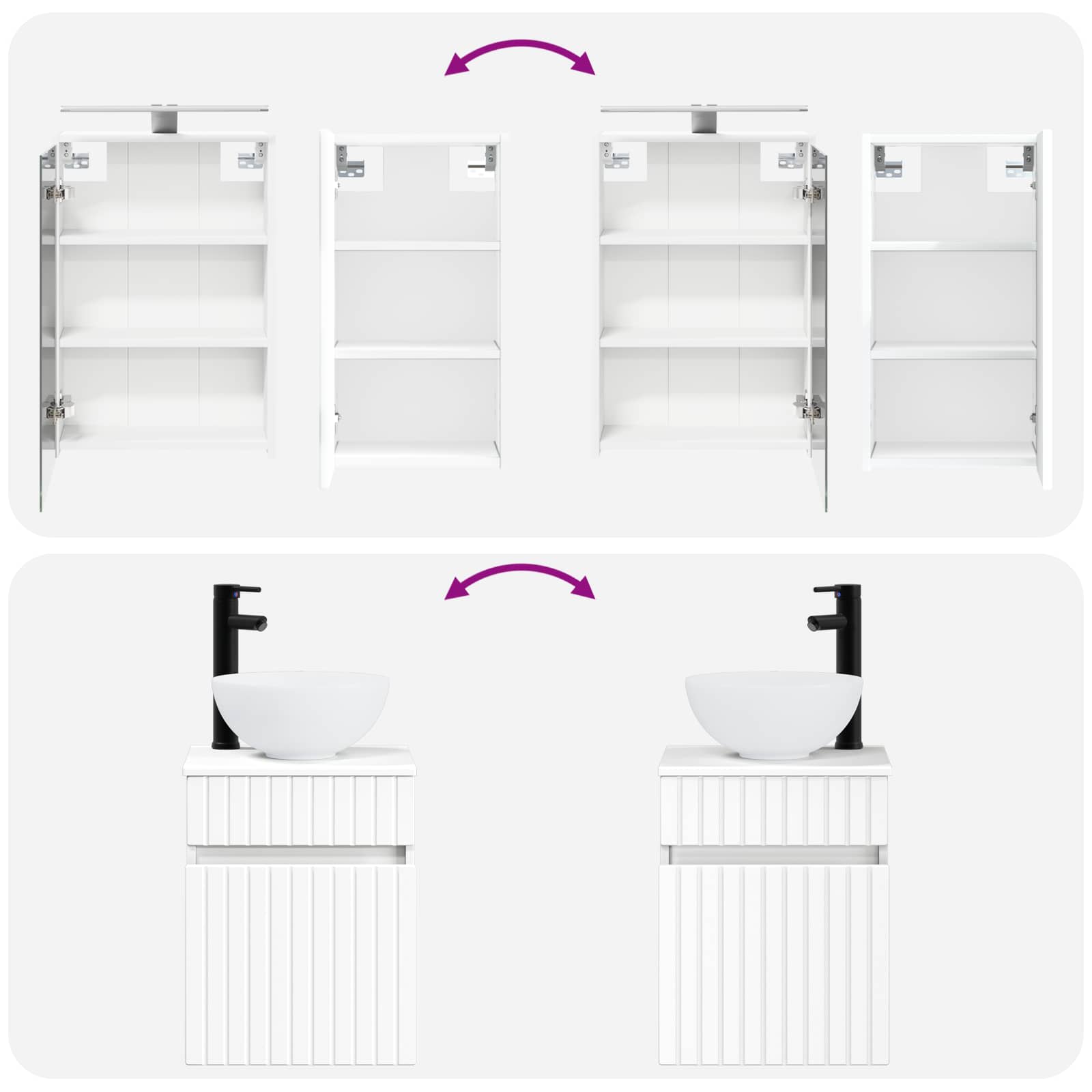 vidaXL Badkamerkastenset 5 pcs Wit 43 x 16 x 62,5 cm Bewerkt hout