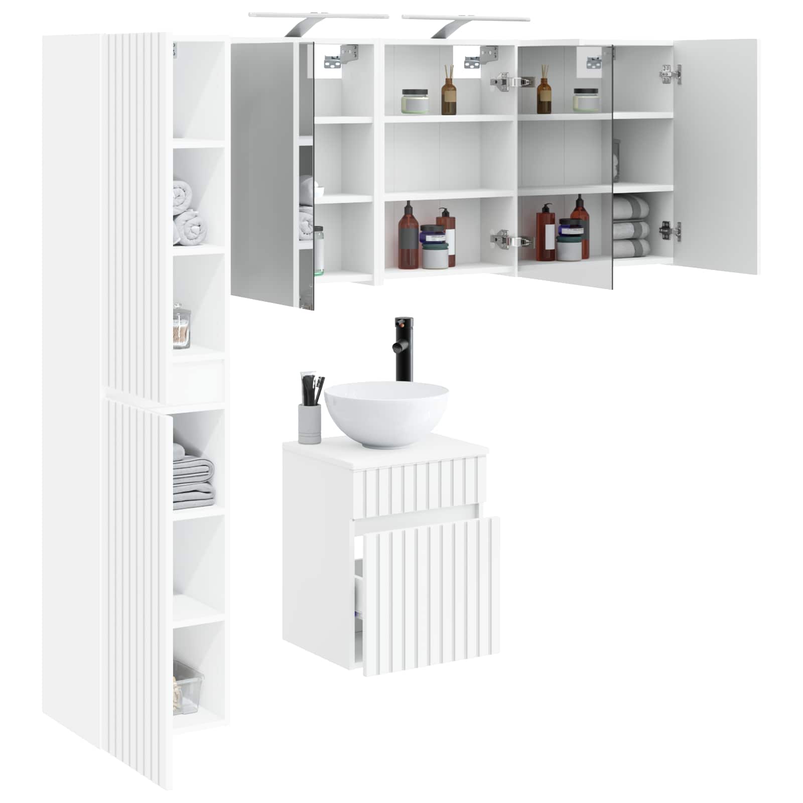 vidaXL Badkamerkastenset 5 pcs Wit 43 x 16 x 62,5 cm Bewerkt hout