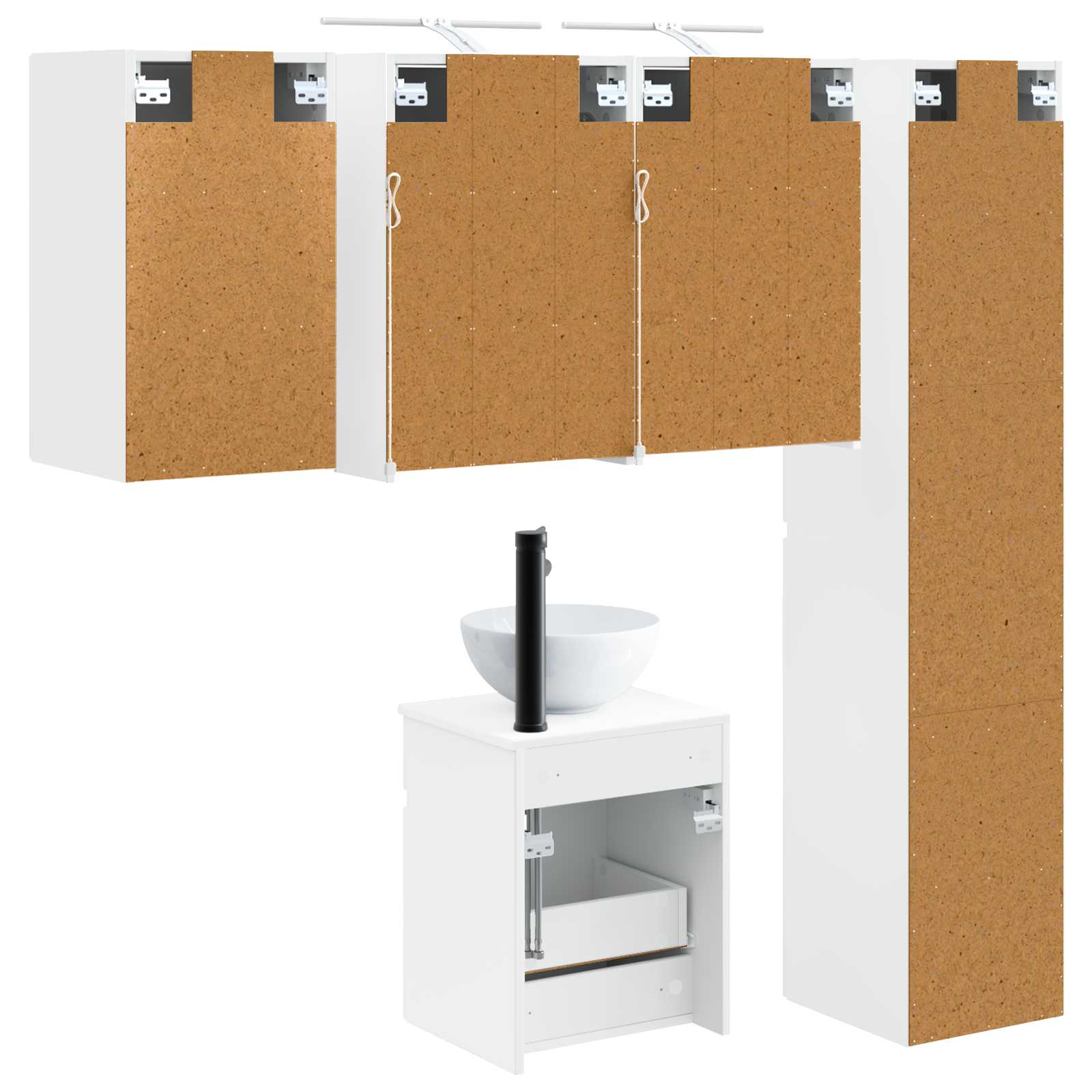vidaXL Badkamerkastenset 5 pcs Wit 43 x 16 x 62,5 cm Bewerkt hout