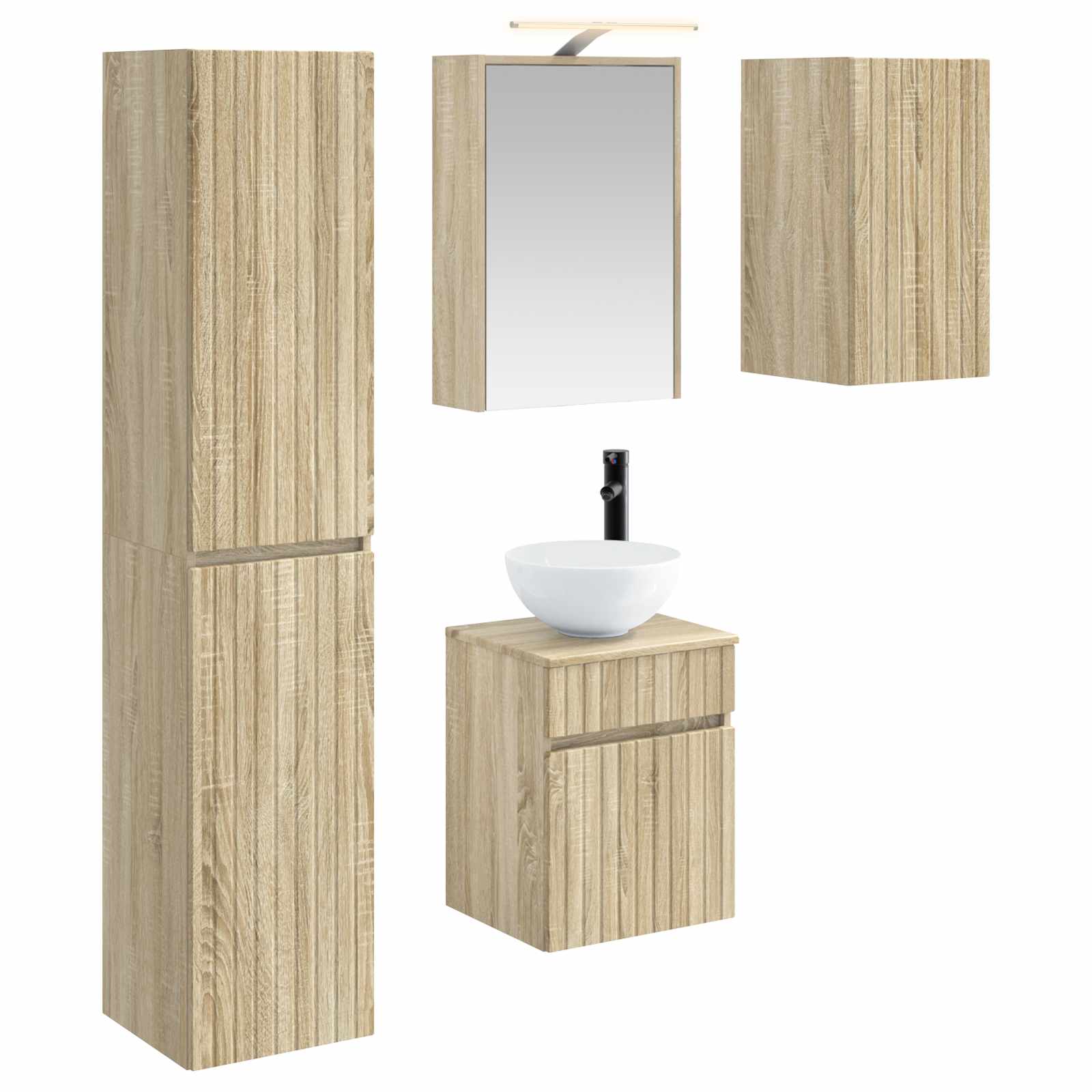 vidaXL Badkamerkastenset 5 pcs Wit 43 x 16 x 62,5 cm Bewerkt hout