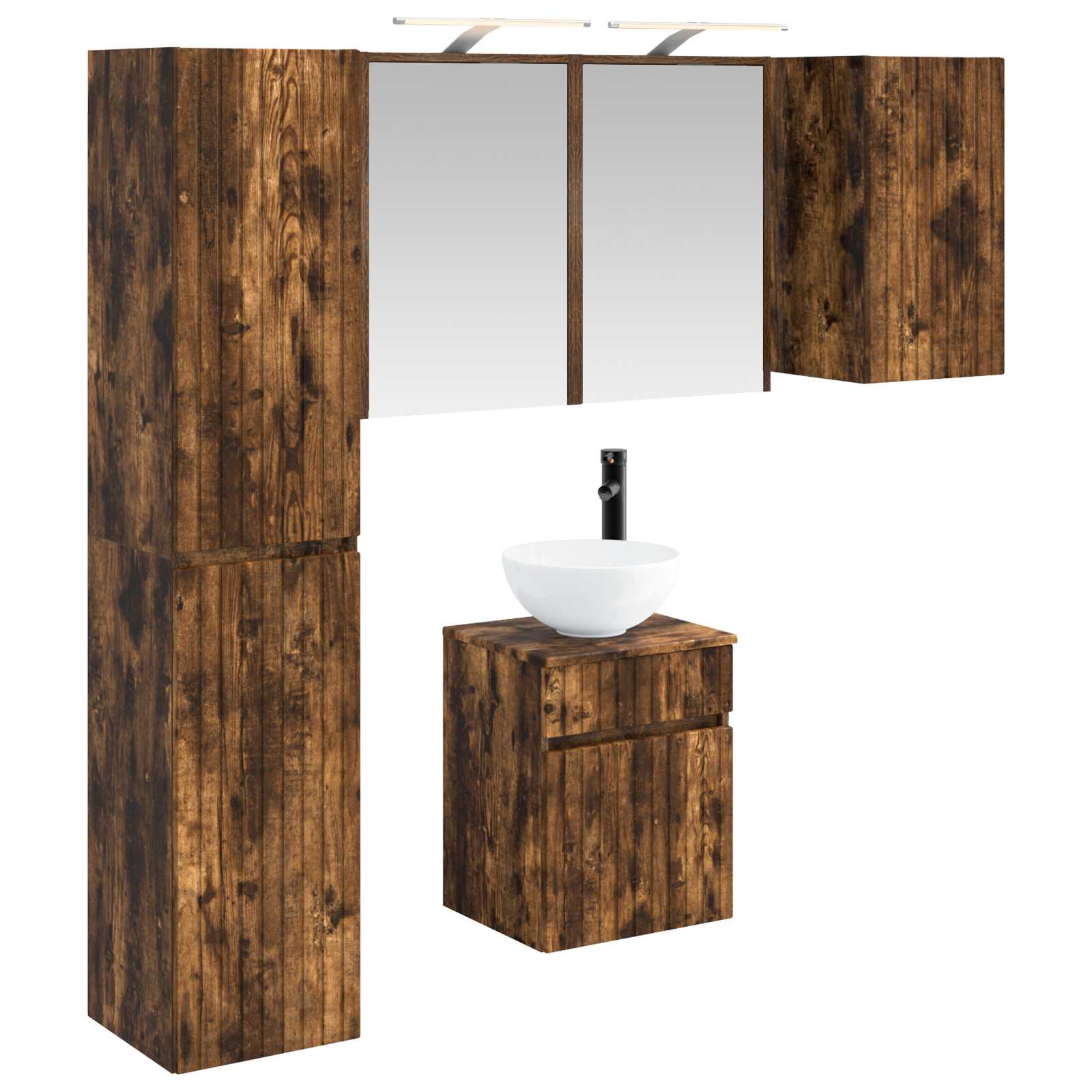 vidaXL Badkamerkastenset 5 pcs Wit 43 x 16 x 62,5 cm Bewerkt hout