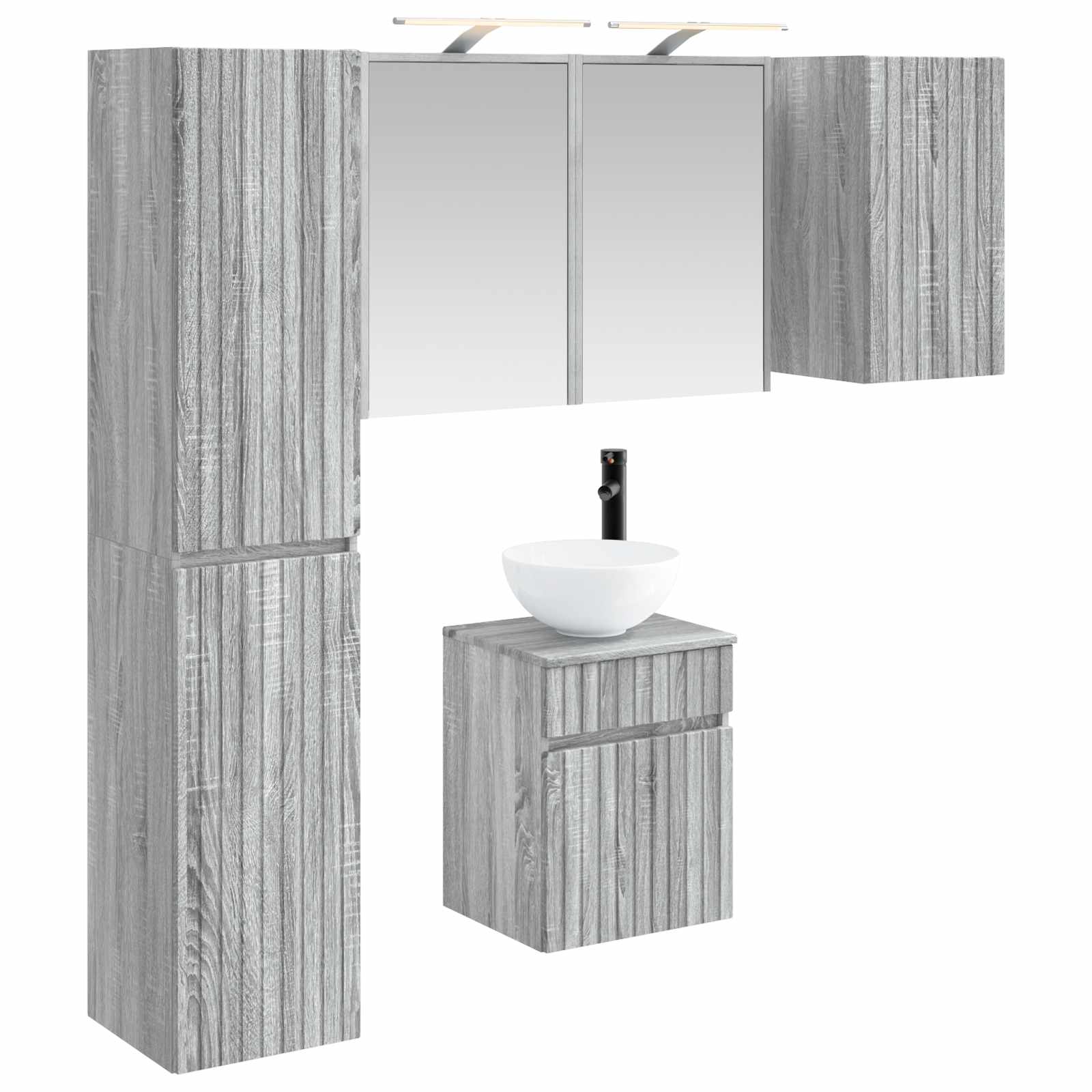 vidaXL Badkamerkastenset 5 pcs Wit 43 x 16 x 62,5 cm Bewerkt hout