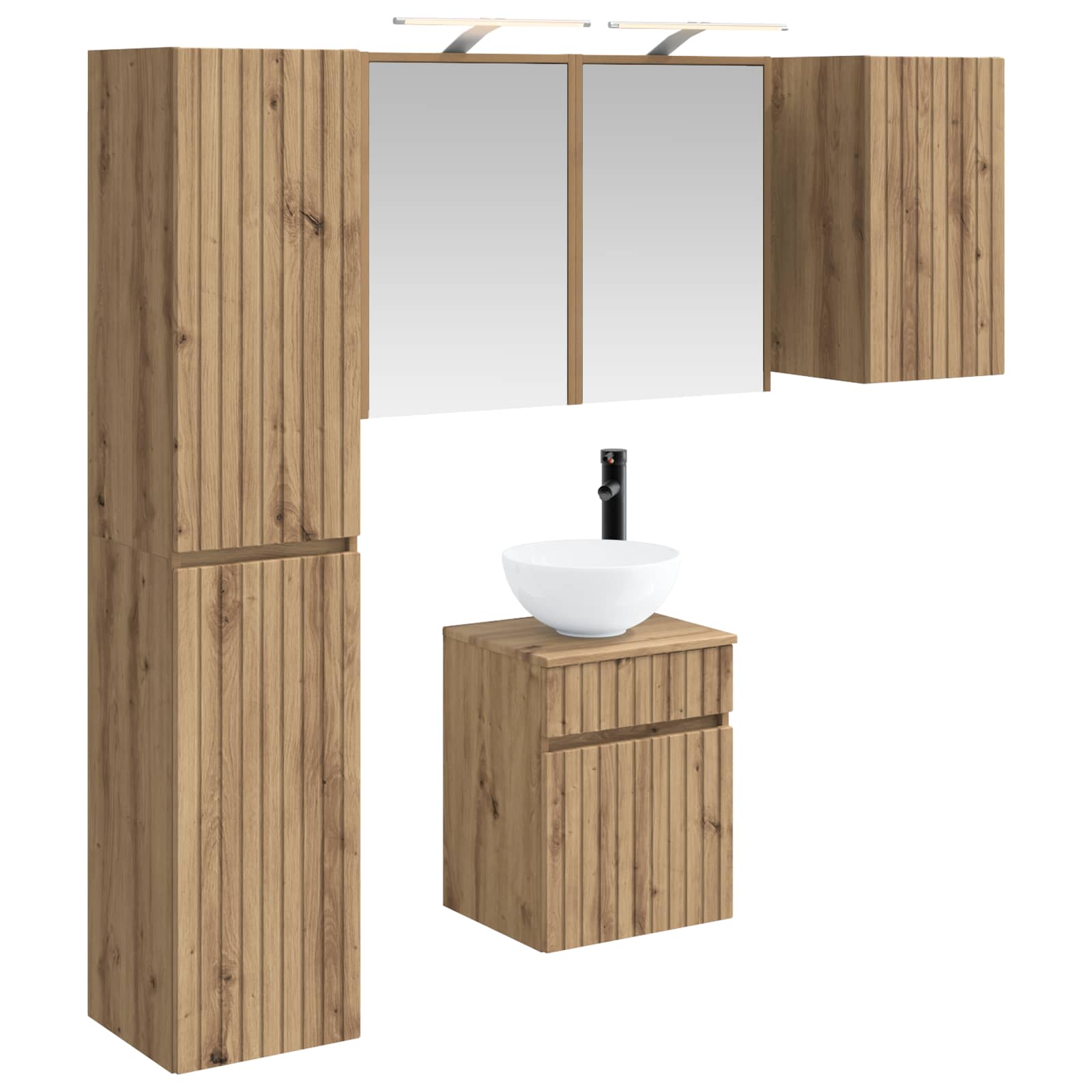 vidaXL Badkamerkastenset 5 pcs Wit 43 x 16 x 62,5 cm Bewerkt hout