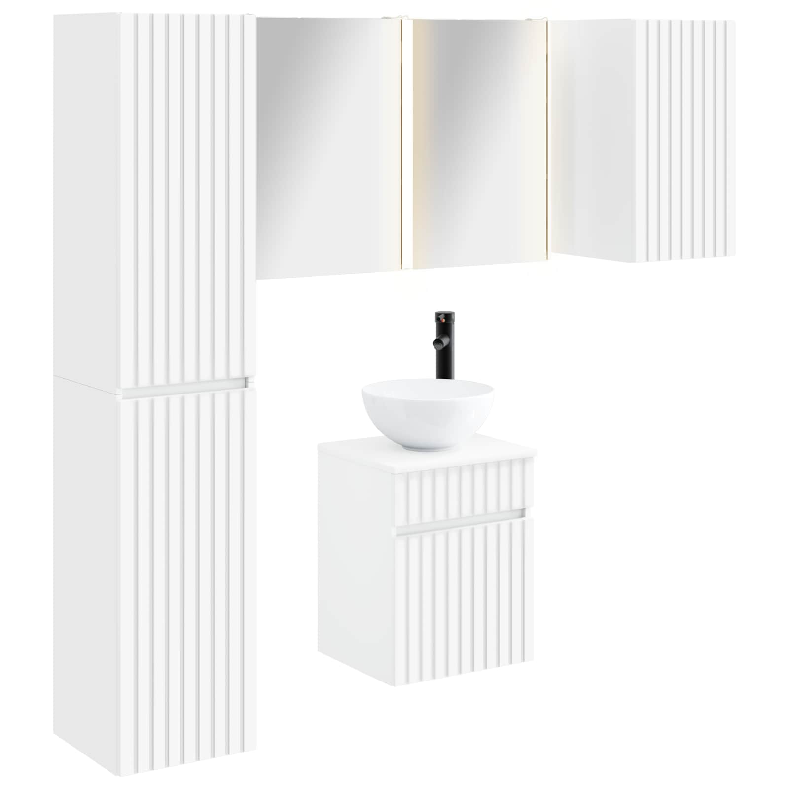 vidaXL Badkamerkastenset 5 pcs Wit 43 x 11,5 x 60,5 cm Bewerkt hout