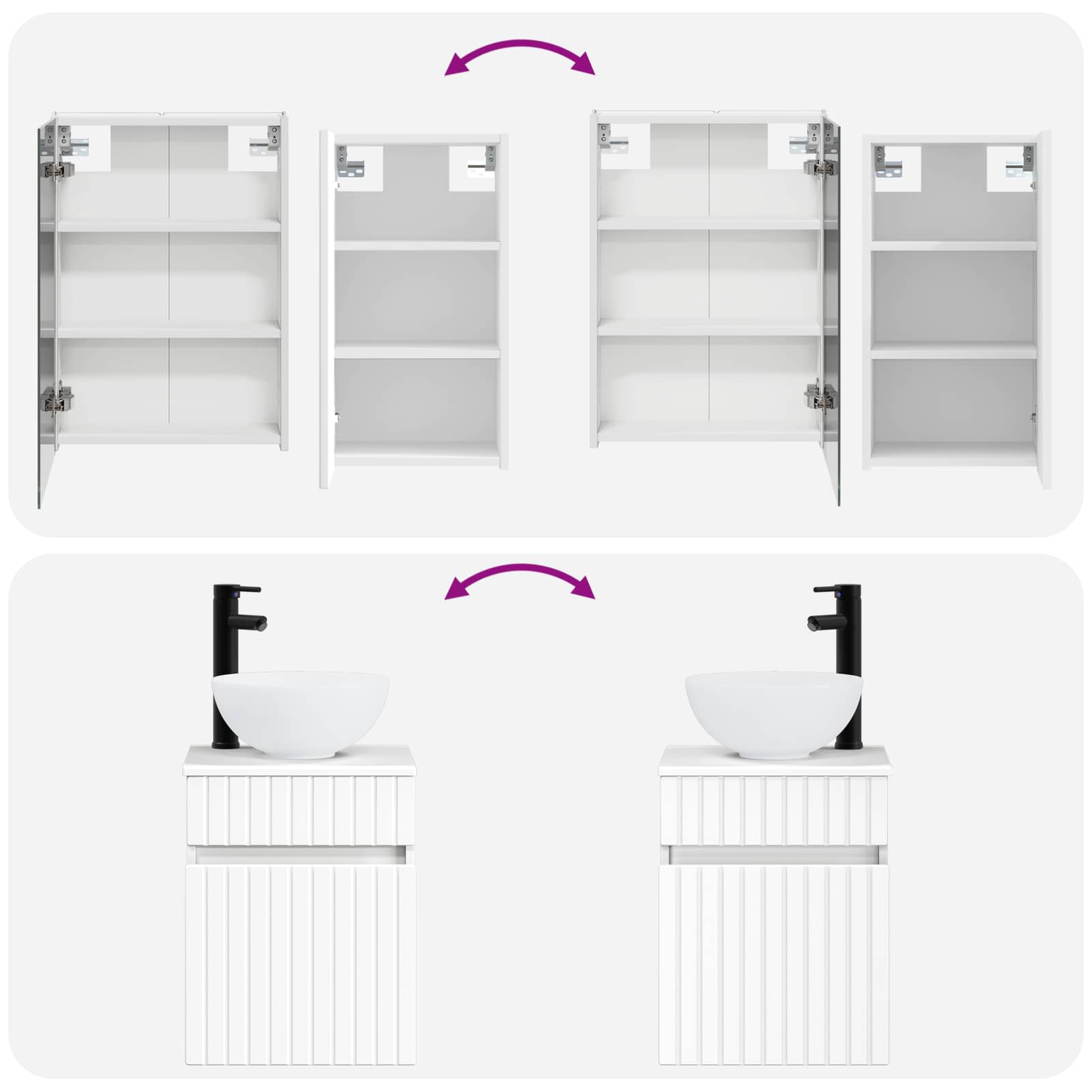 vidaXL Badkamerkastenset 5 pcs Wit 43 x 11,5 x 60,5 cm Bewerkt hout